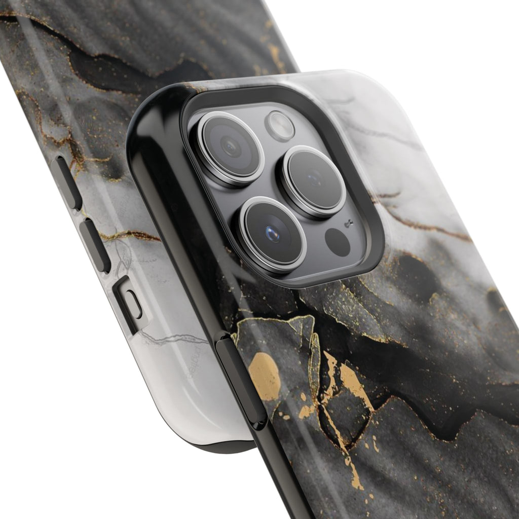 White Noir Marble Gold Foil Magnetic Phone Cases (Minimal)
