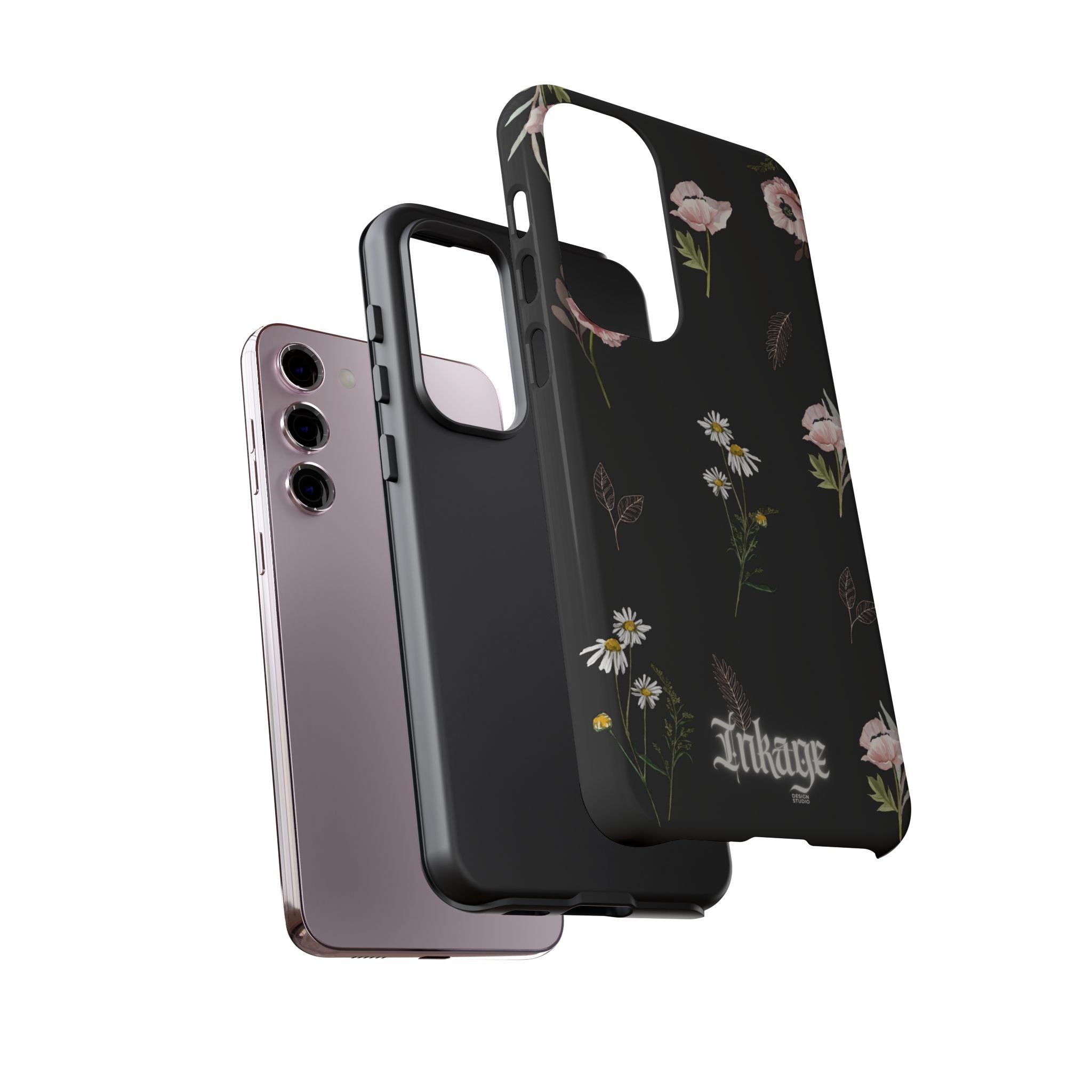 Elegant Black Floral Tough Phone Cases (Minimal)