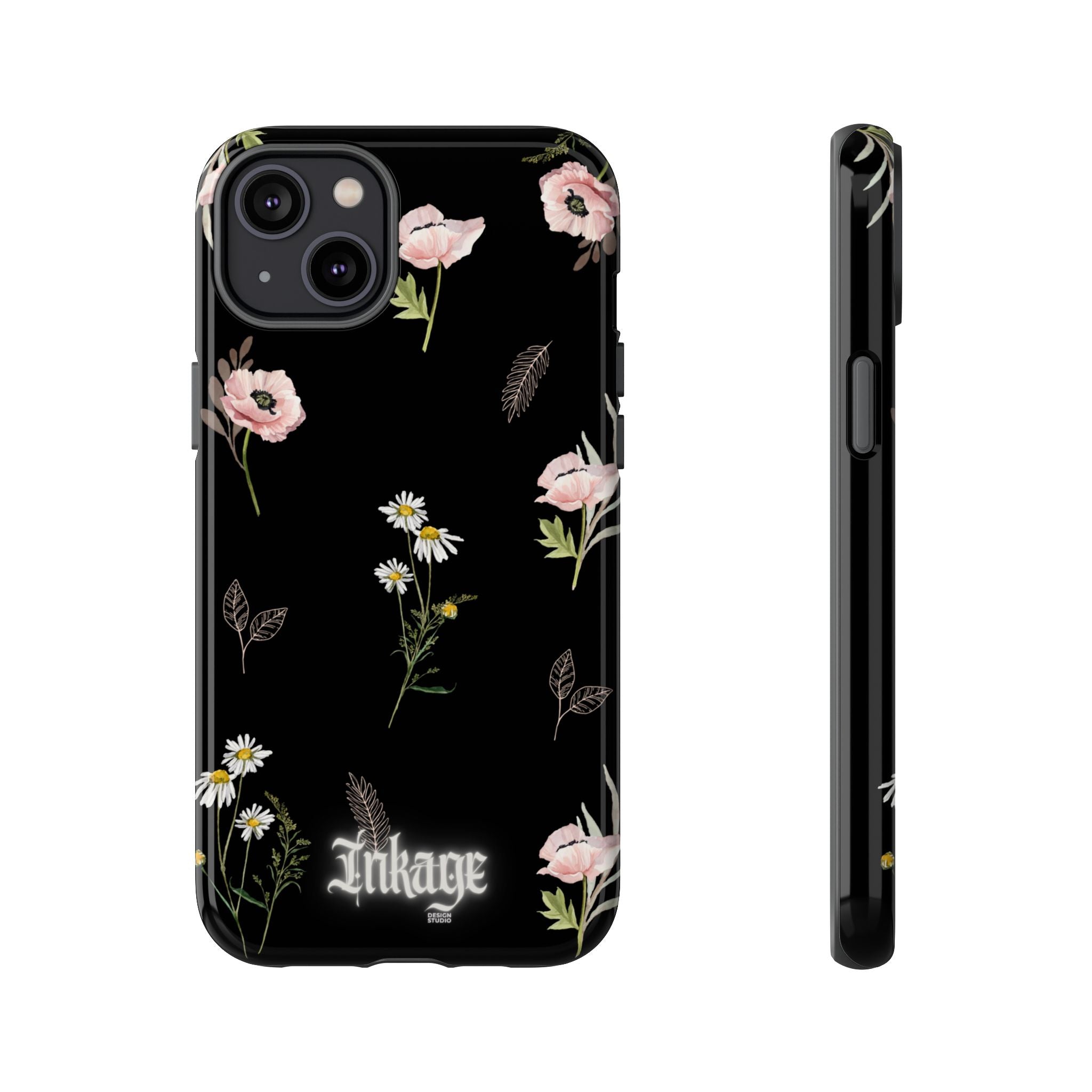Elegant Black Floral Tough Phone Cases (Minimal)
