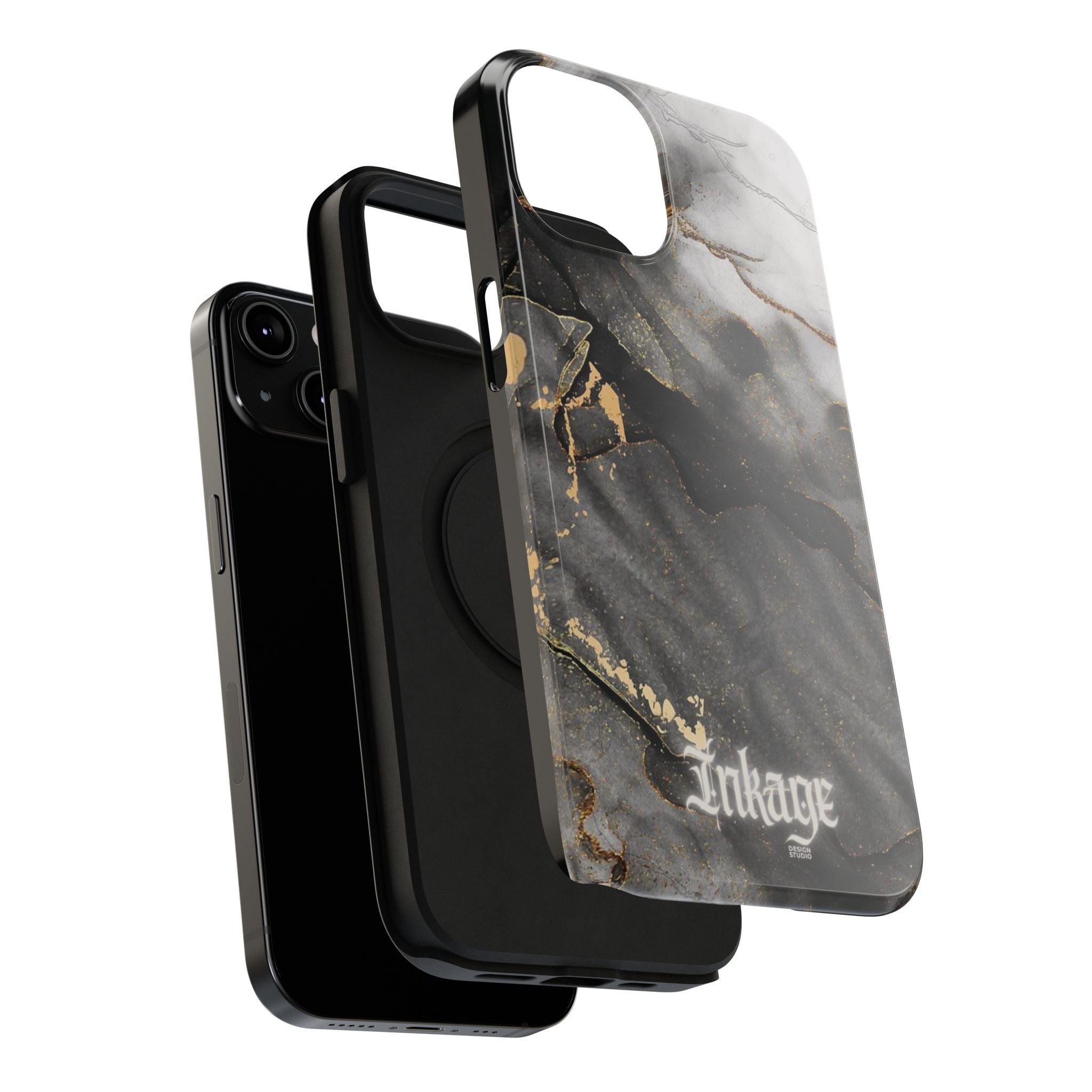 White Noir Marble Gold Foil Magnetic Phone Cases (Minimal)