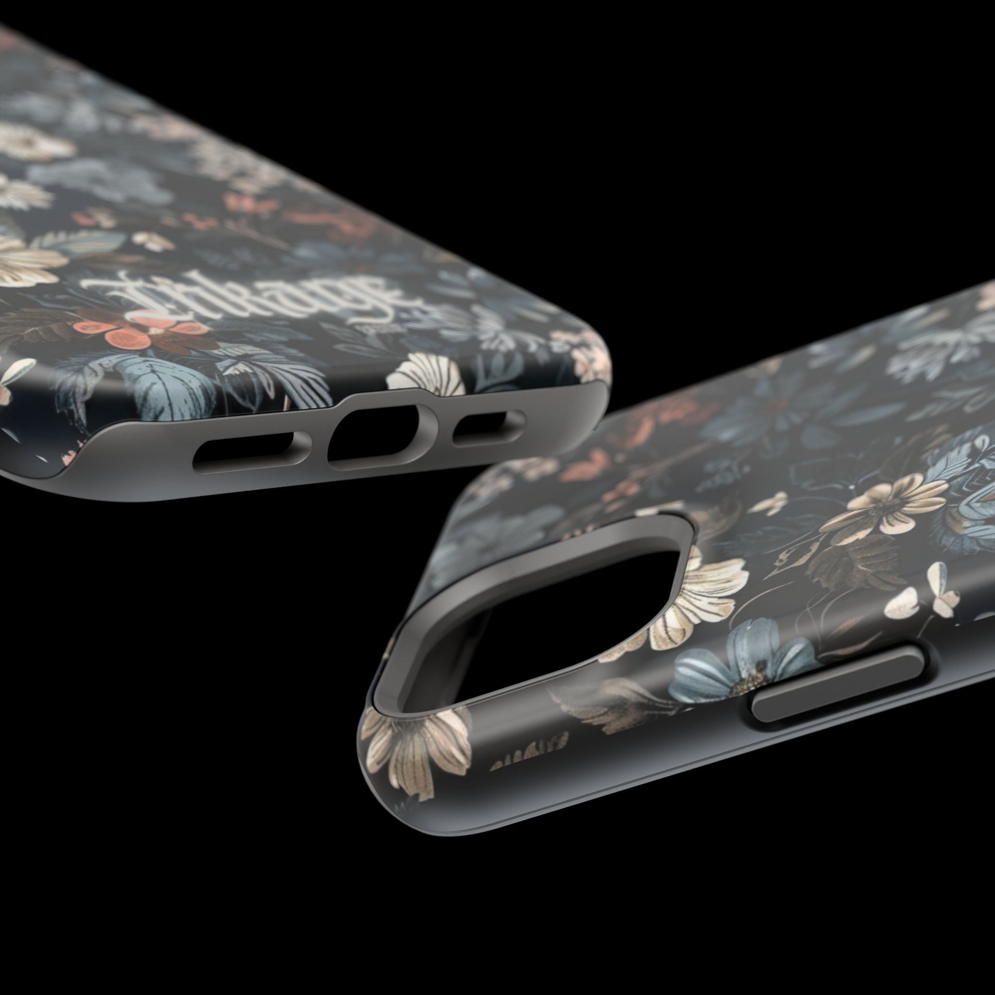 Black Florals Magnetic Phone Cases (Minimal)