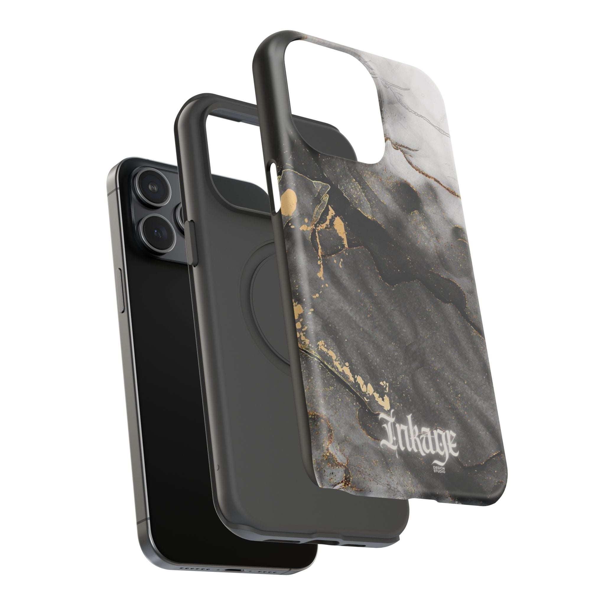 White Noir Marble Gold Foil Magnetic Phone Cases (Minimal)