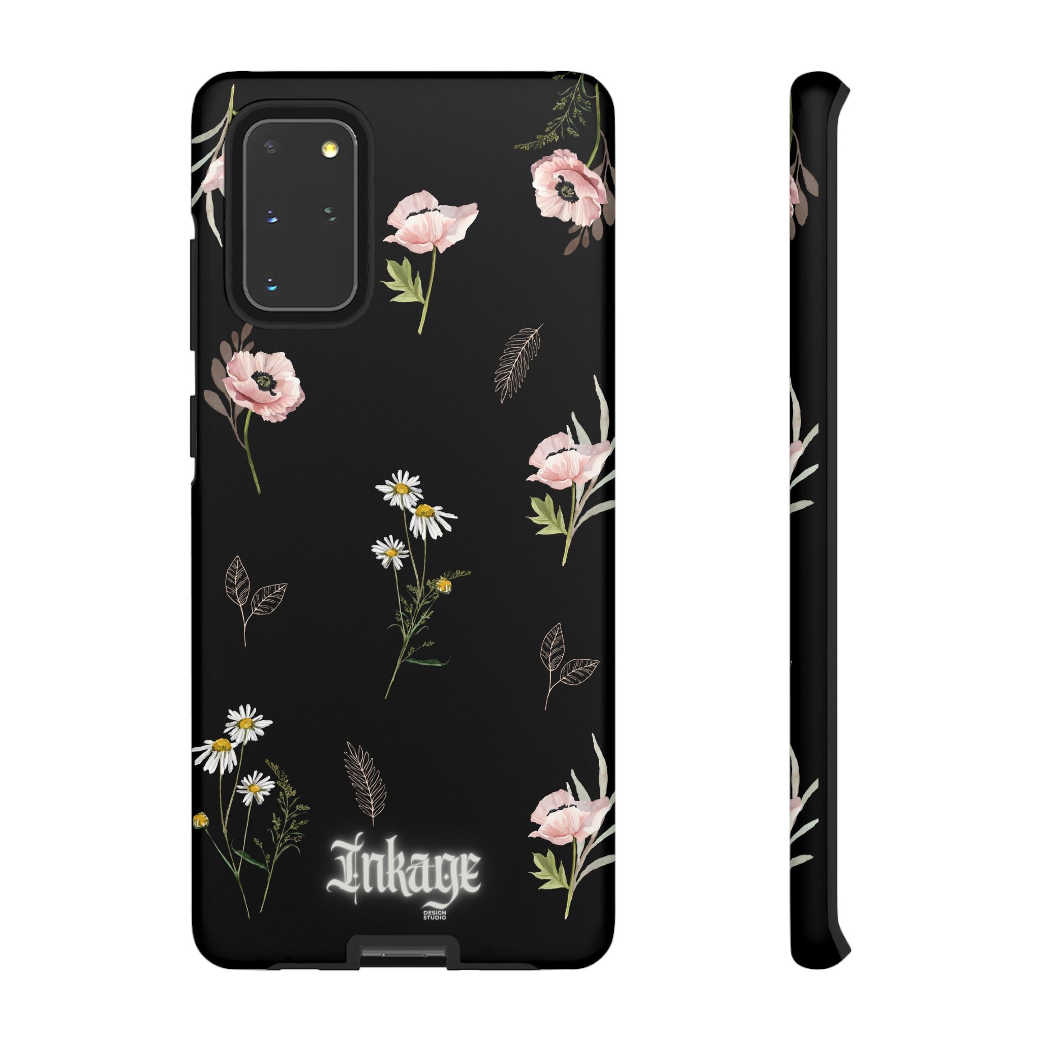 Elegant Black Floral Tough Phone Cases (Minimal)