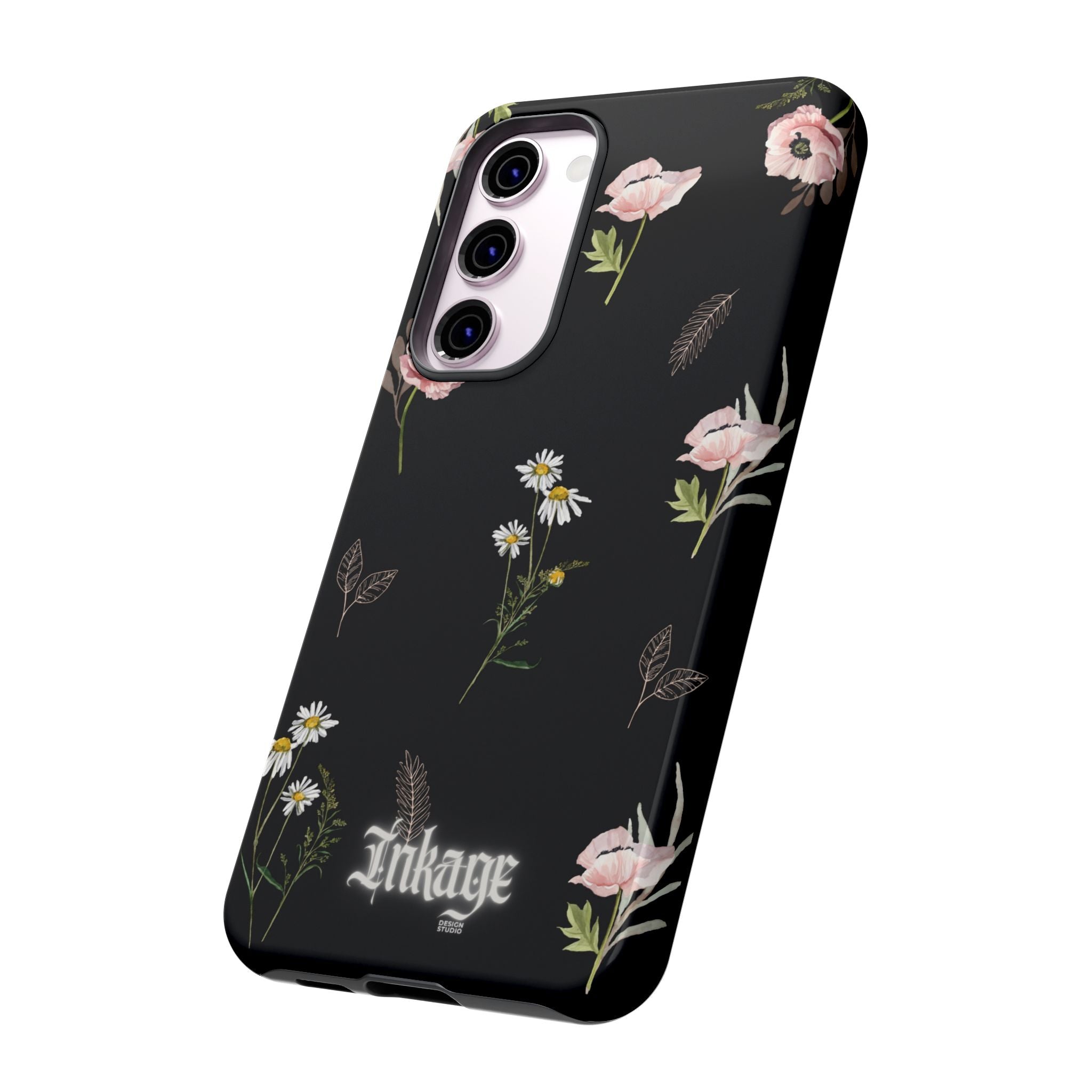 Elegant Black Floral Tough Phone Cases (Minimal)