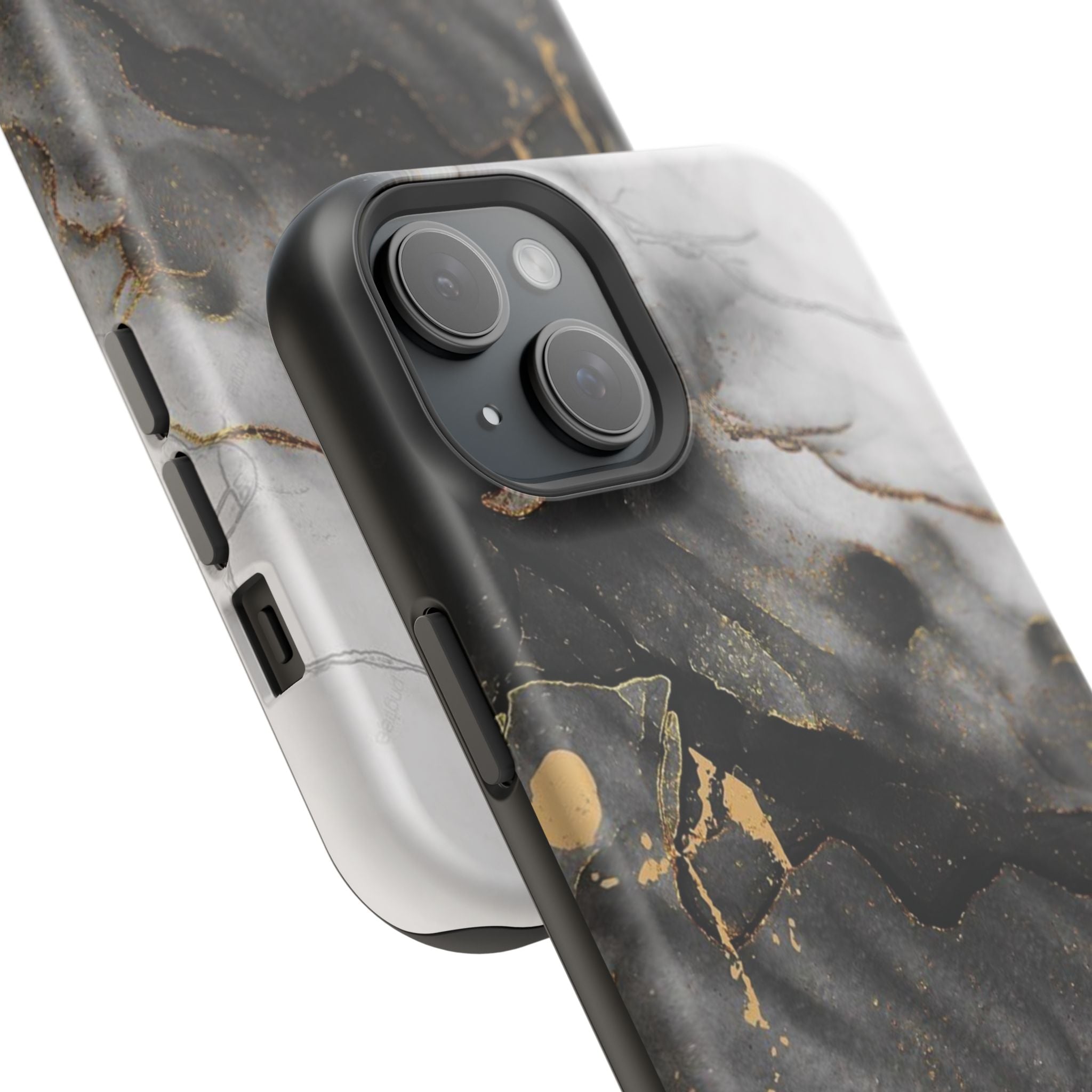 White Noir Marble Gold Foil Magnetic Phone Cases (Minimal)