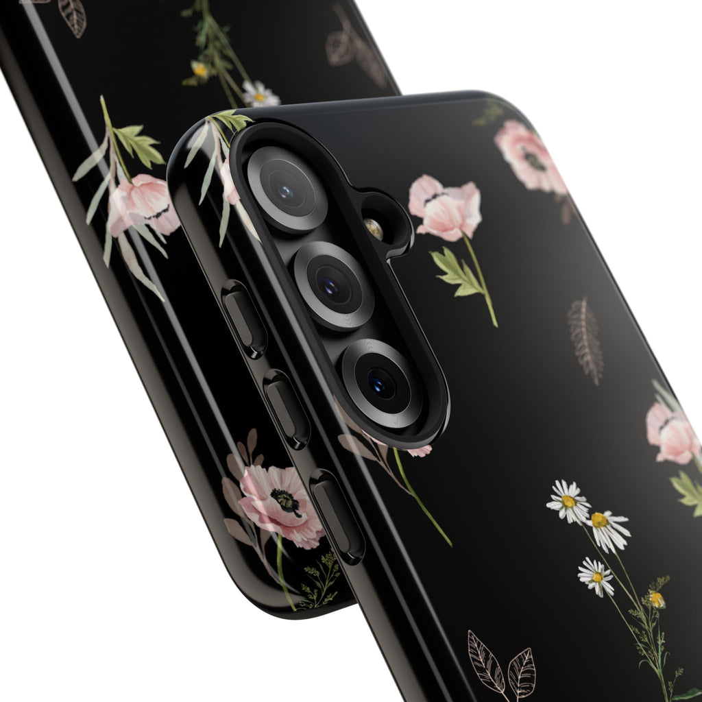 Elegant Black Floral Tough Phone Cases (Minimal)