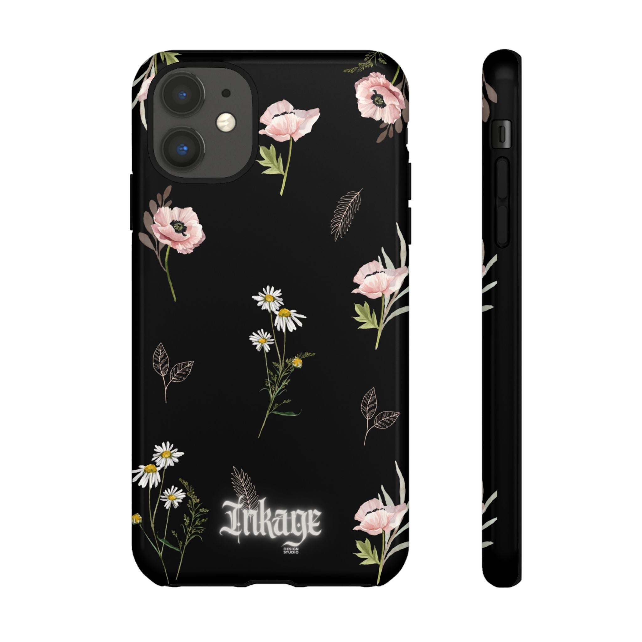 Elegant Black Floral Tough Phone Cases (Minimal)