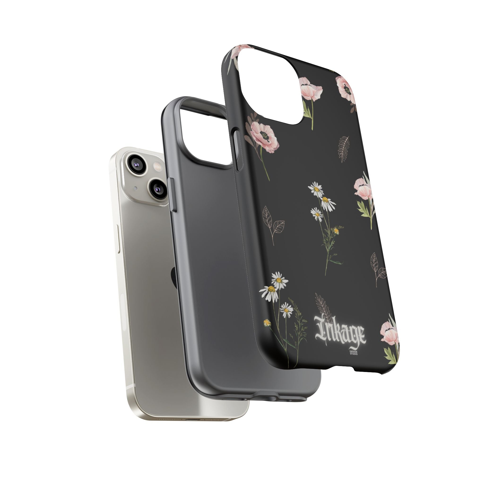 Elegant Black Floral Tough Phone Cases (Minimal)