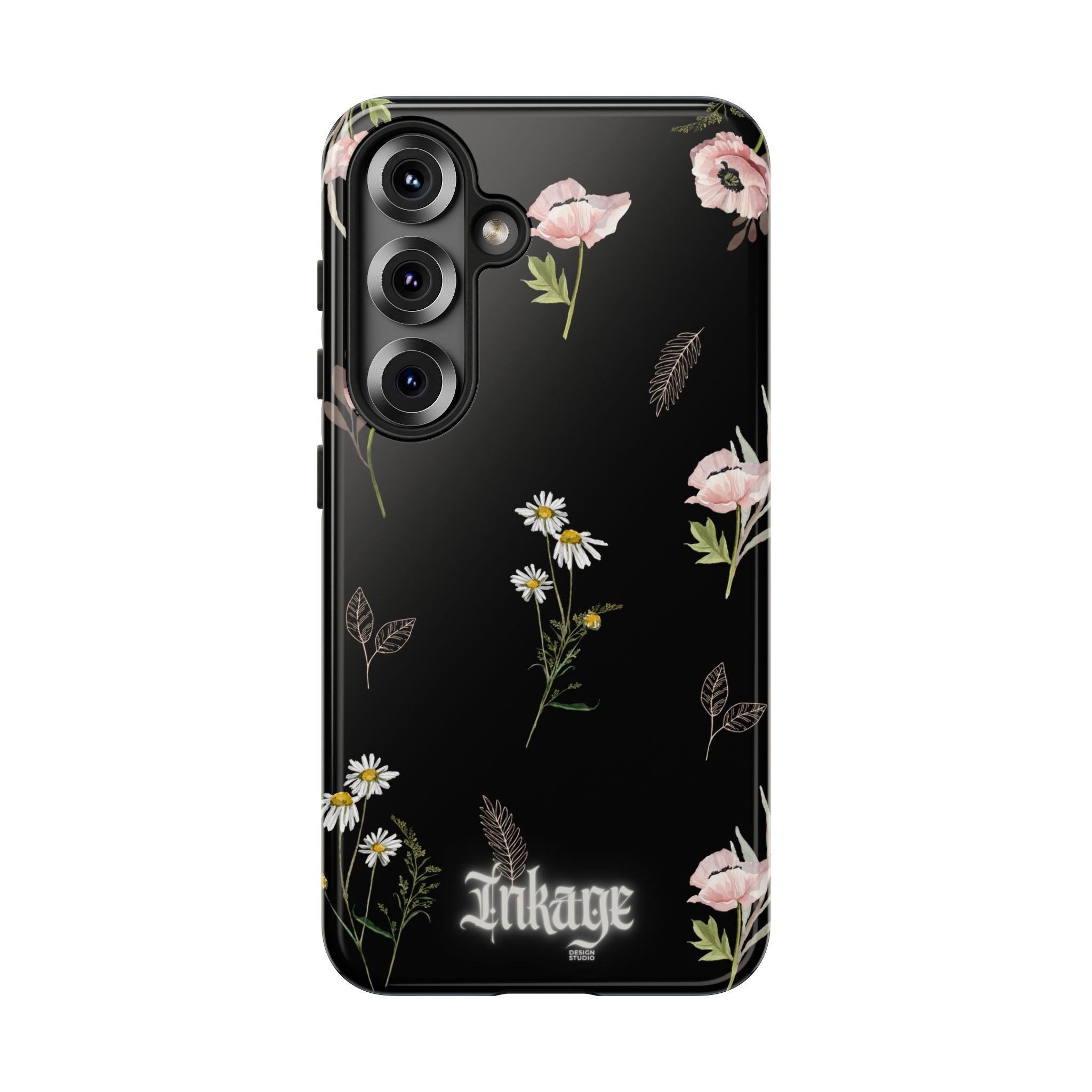 Elegant Black Floral Tough Phone Cases (Minimal)