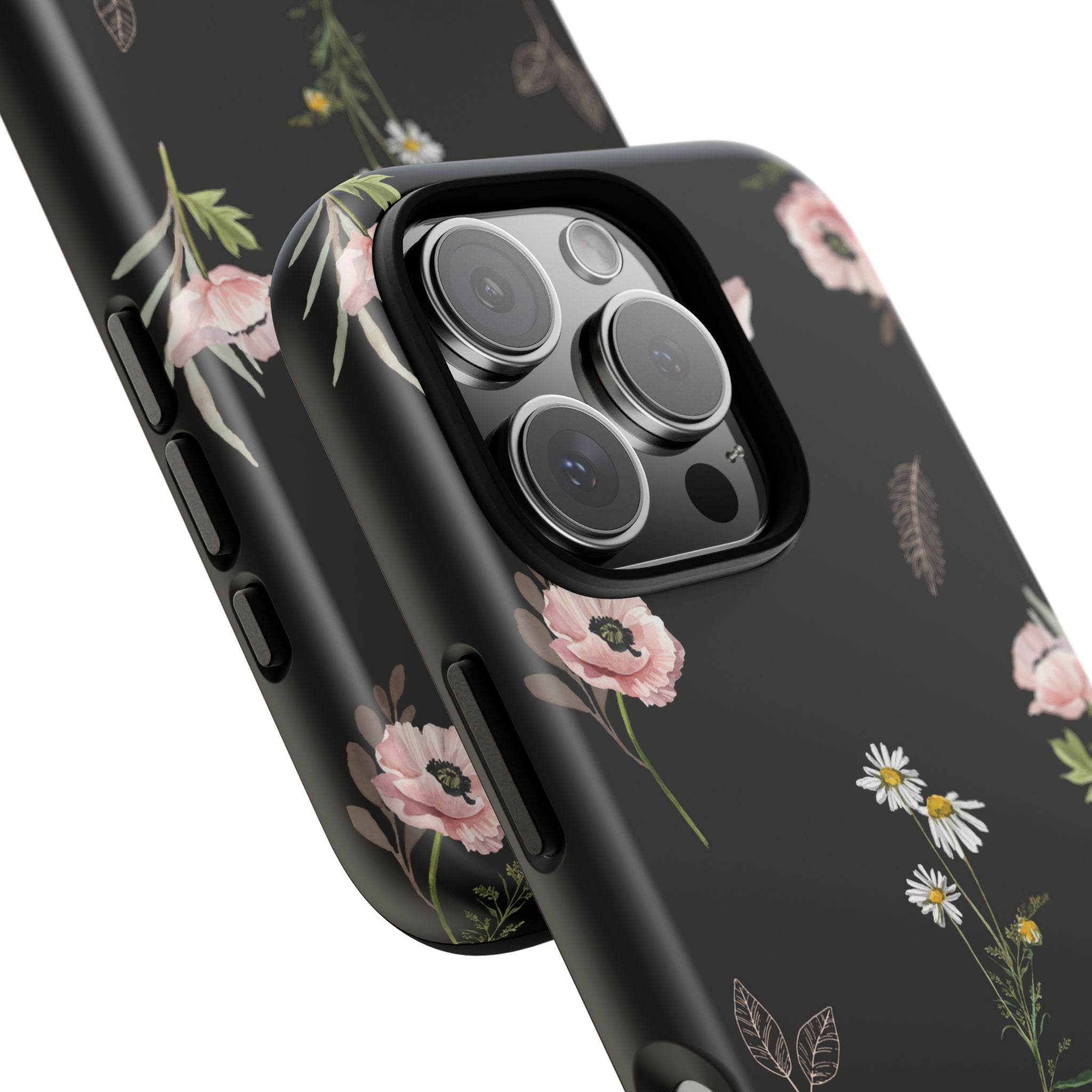 Elegant Black Floral Tough Phone Cases (Minimal)