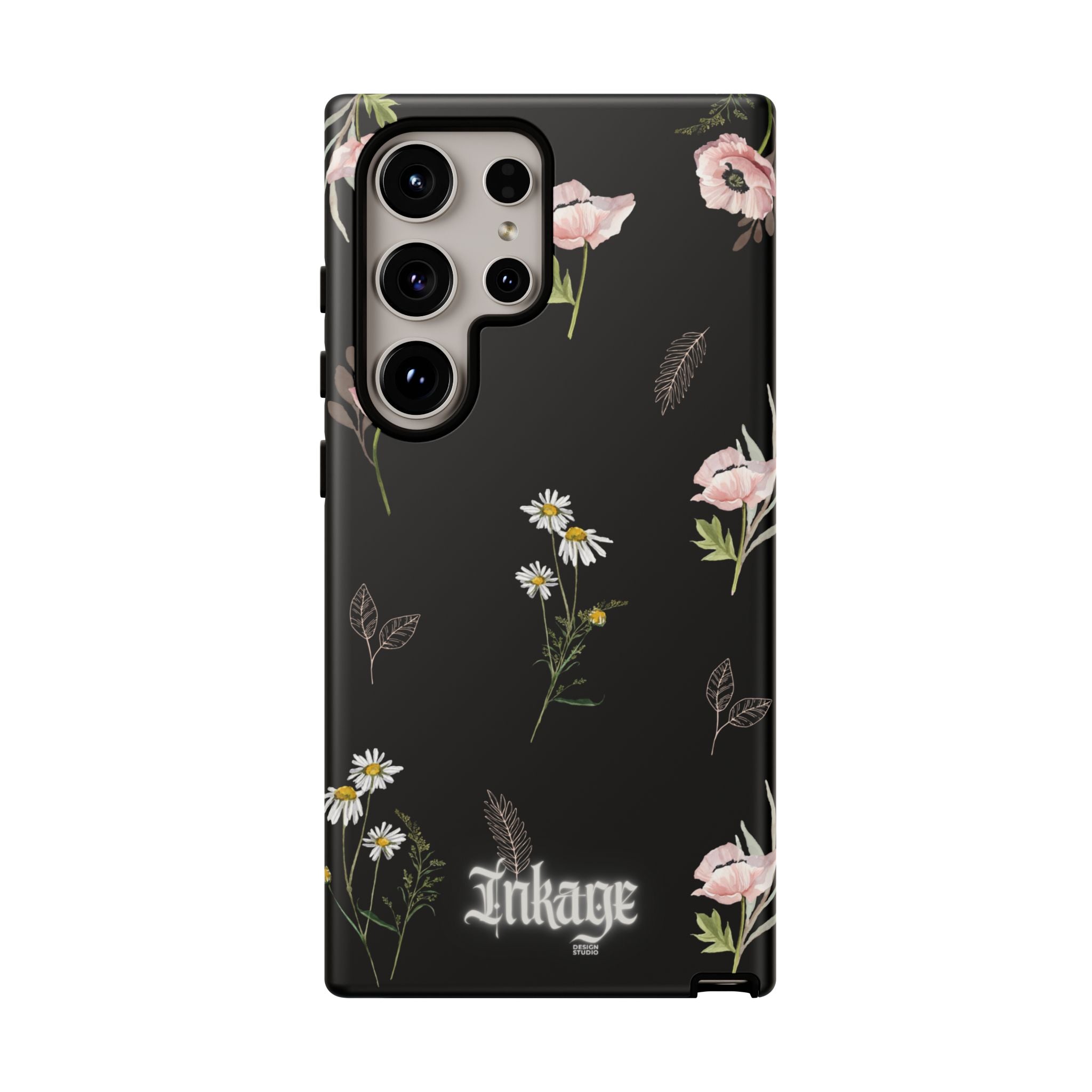 Elegant Black Floral Tough Phone Cases (Minimal)