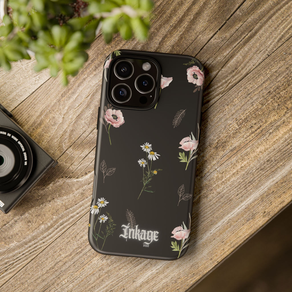 Elegant Black Floral Tough Phone Cases (Minimal)