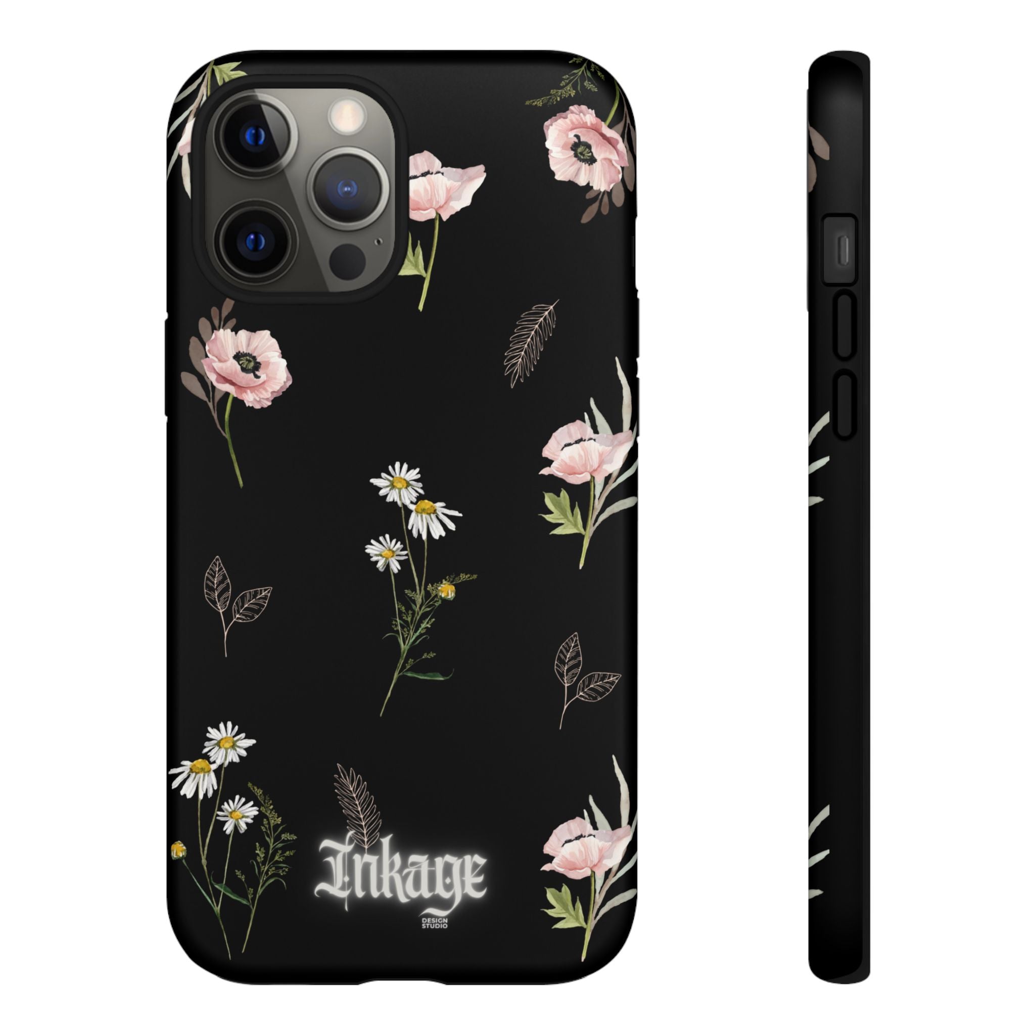 Elegant Black Floral Tough Phone Cases (Minimal)