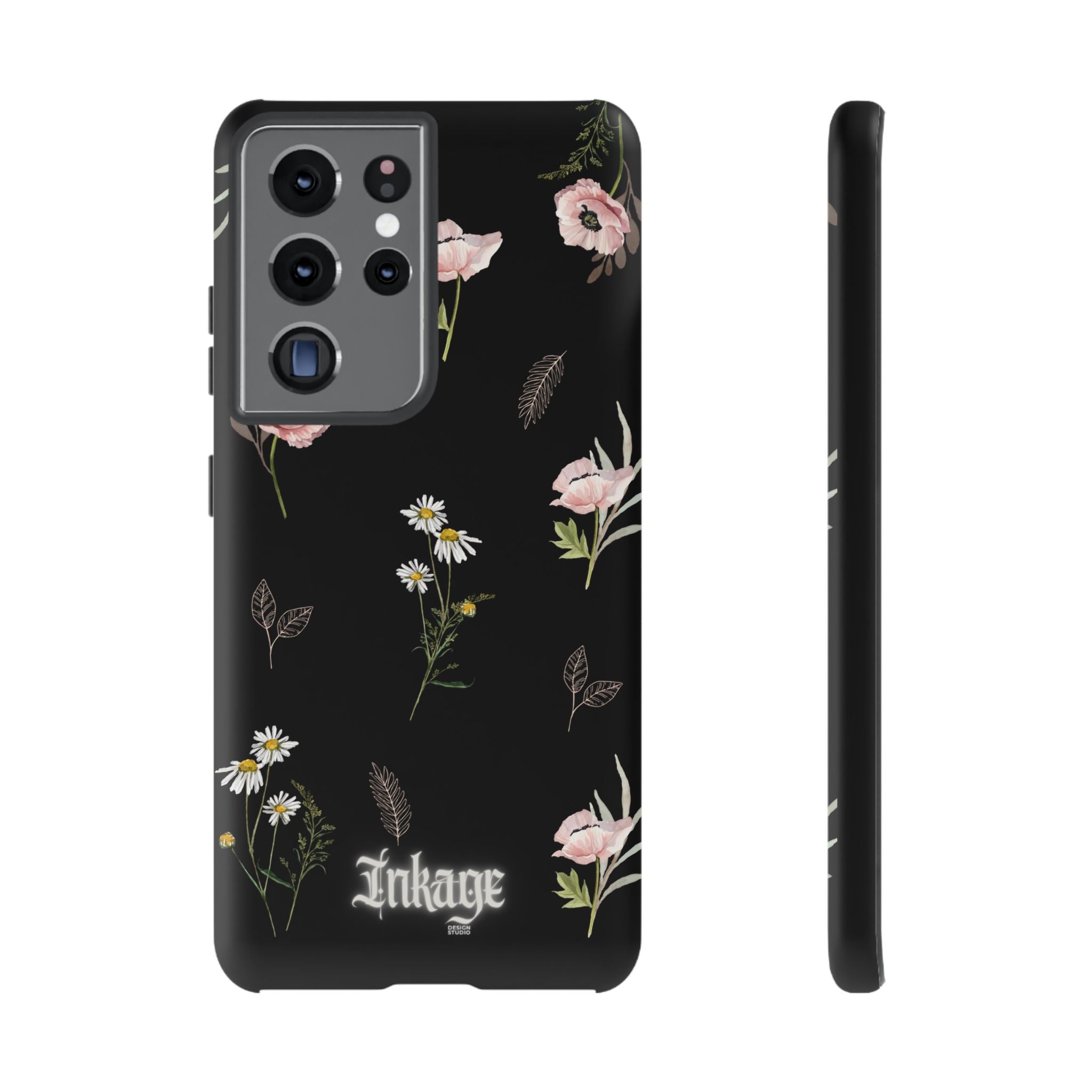 Elegant Black Floral Tough Phone Cases (Minimal)