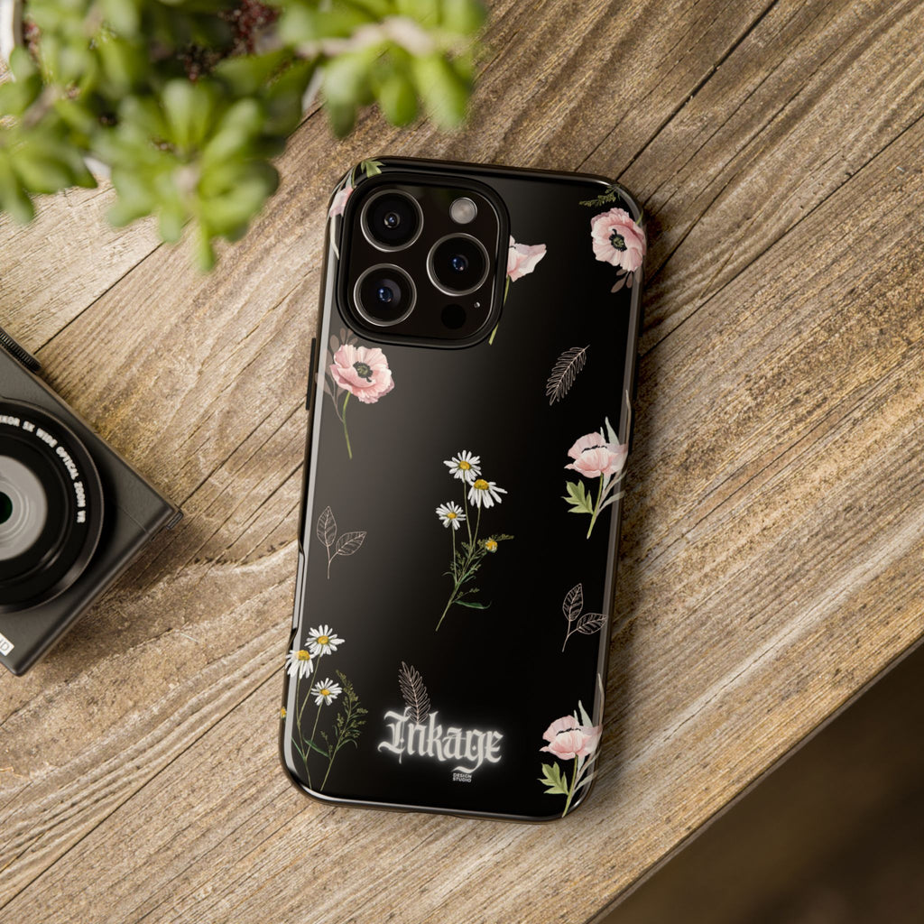 Elegant Black Floral Tough Phone Cases (Minimal)