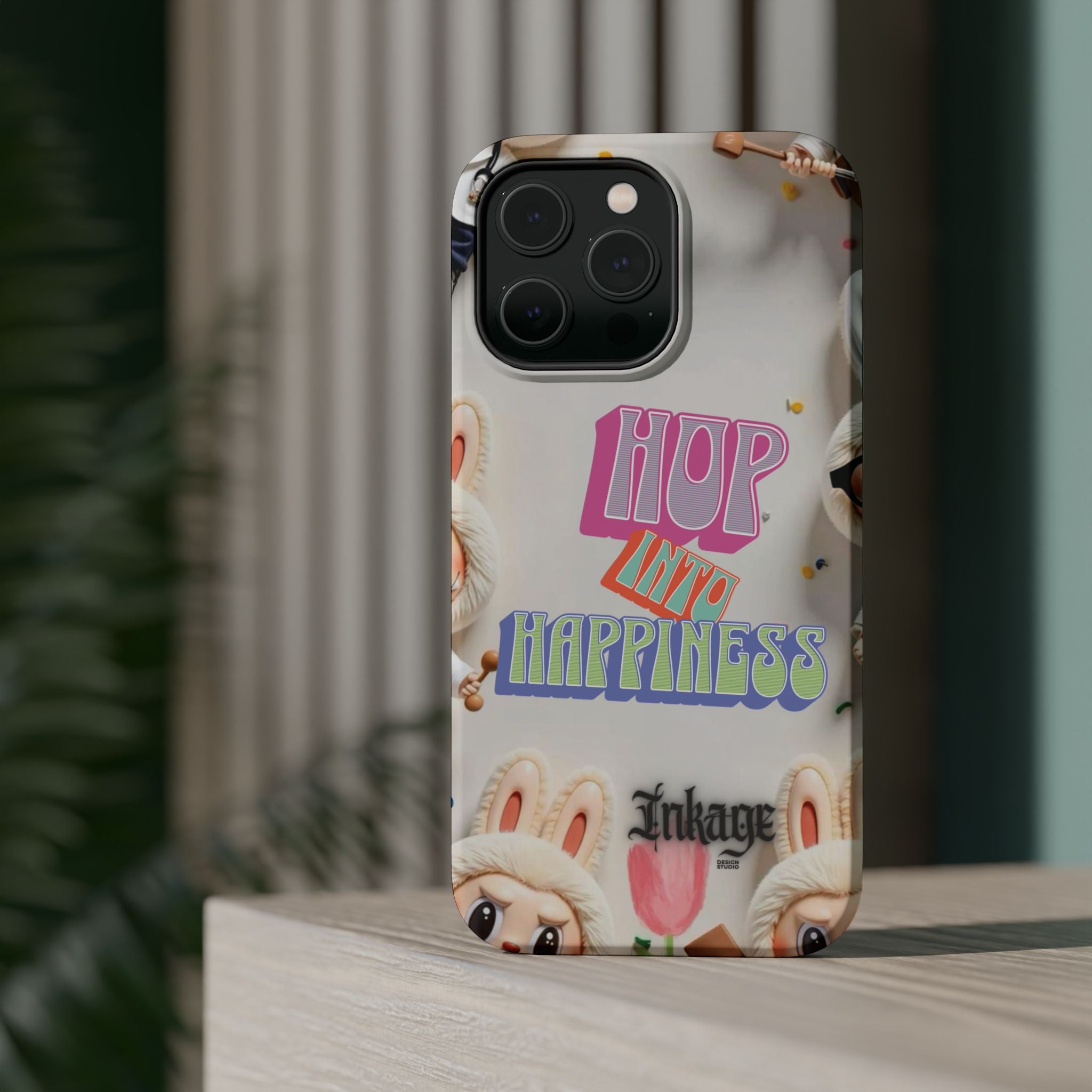 "Hop Into Happiness" Quote Magnetic Phone Case (Animation)