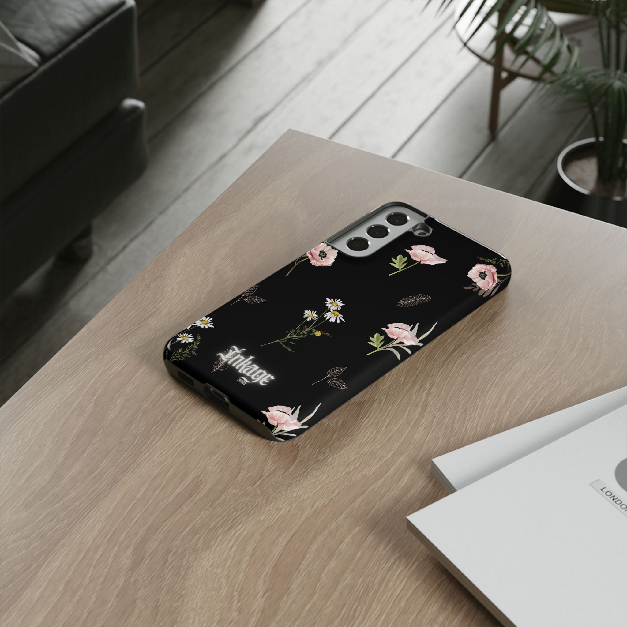 Elegant Black Florals Tough Phone Cases (Minimal)