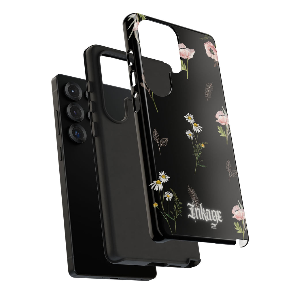 Elegant Black Floral Tough Phone Cases (Minimal)