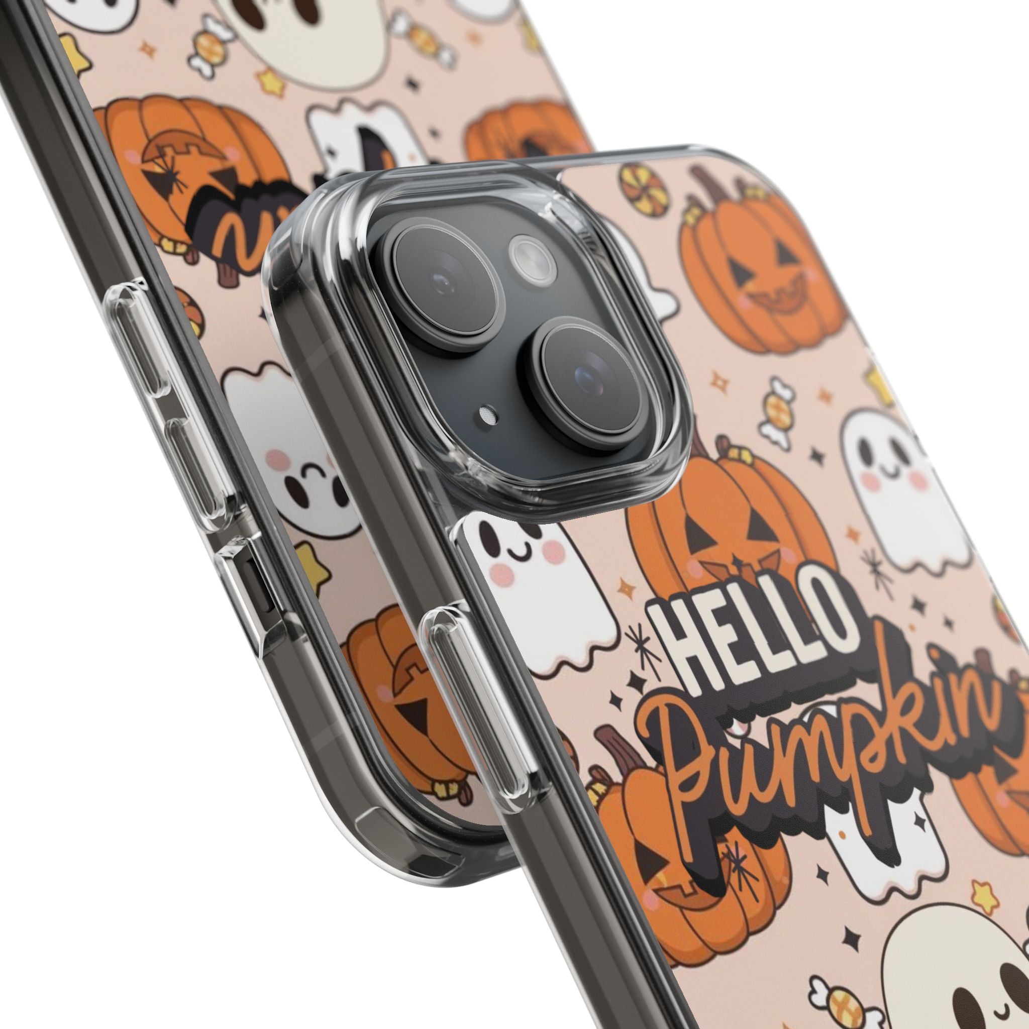 Cute Pumpkin Ghost Clear Impact Phone Case (Season)