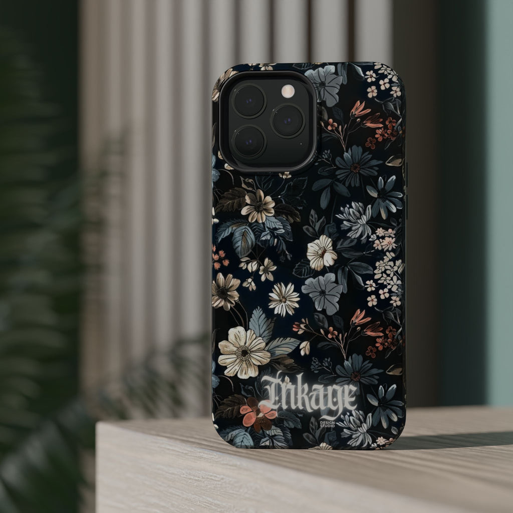 Black Florals Magnetic Phone Cases (Minimal)