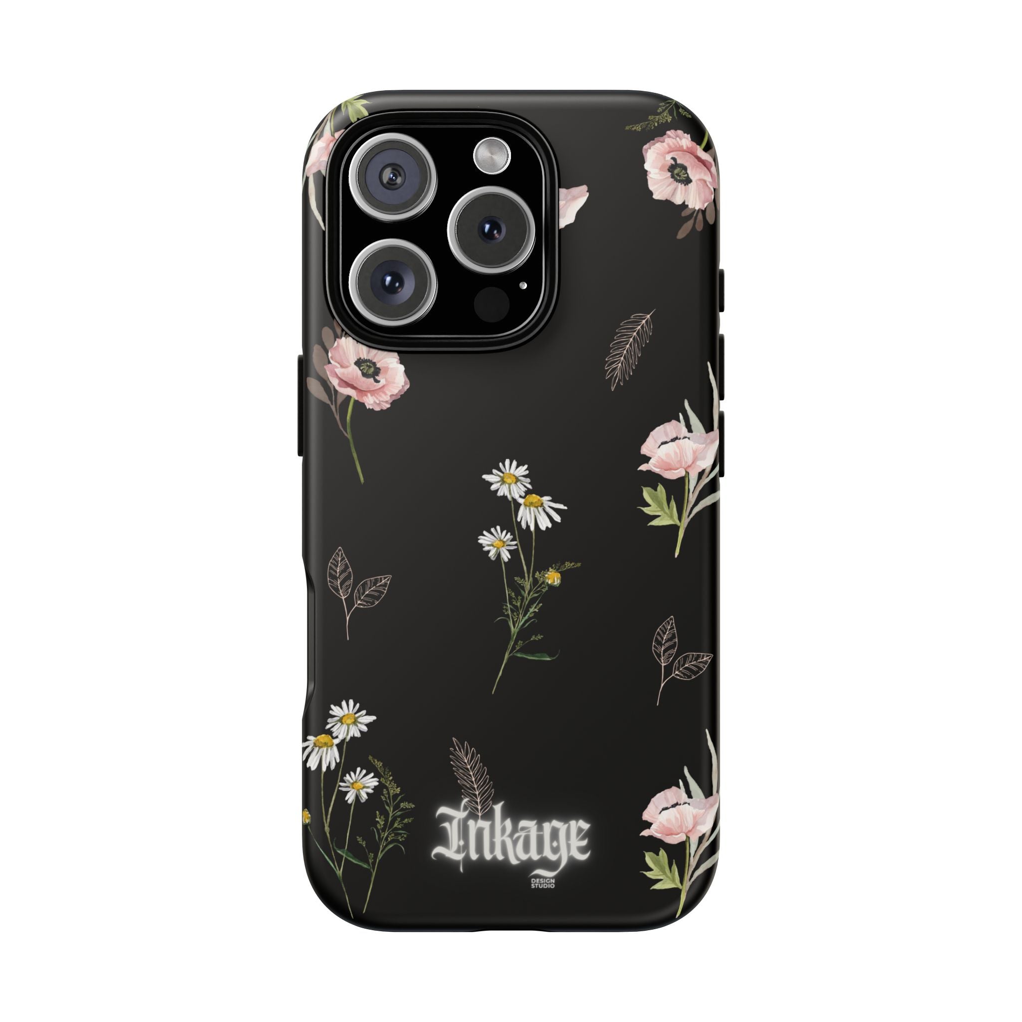 Elegant Black Floral Tough Phone Cases (Minimal)