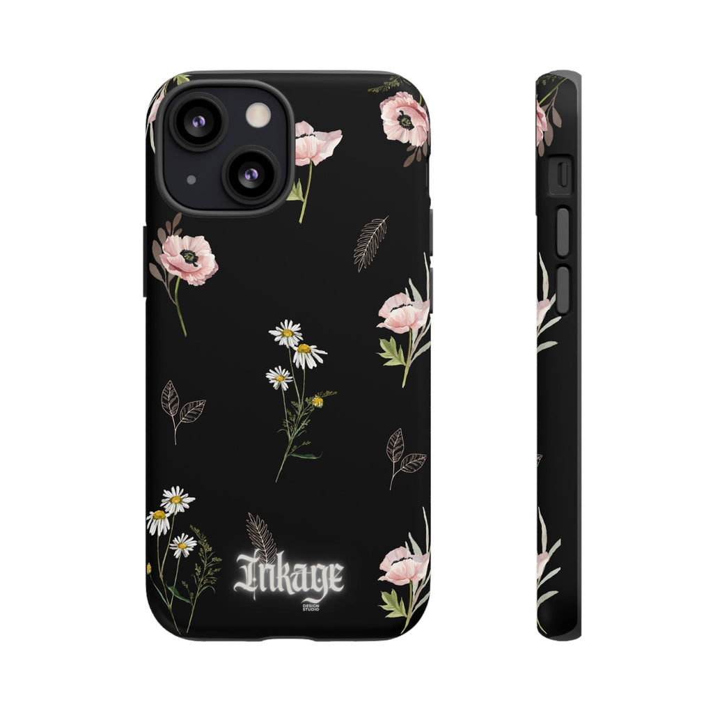 Elegant Black Floral Tough Phone Cases (Minimal)