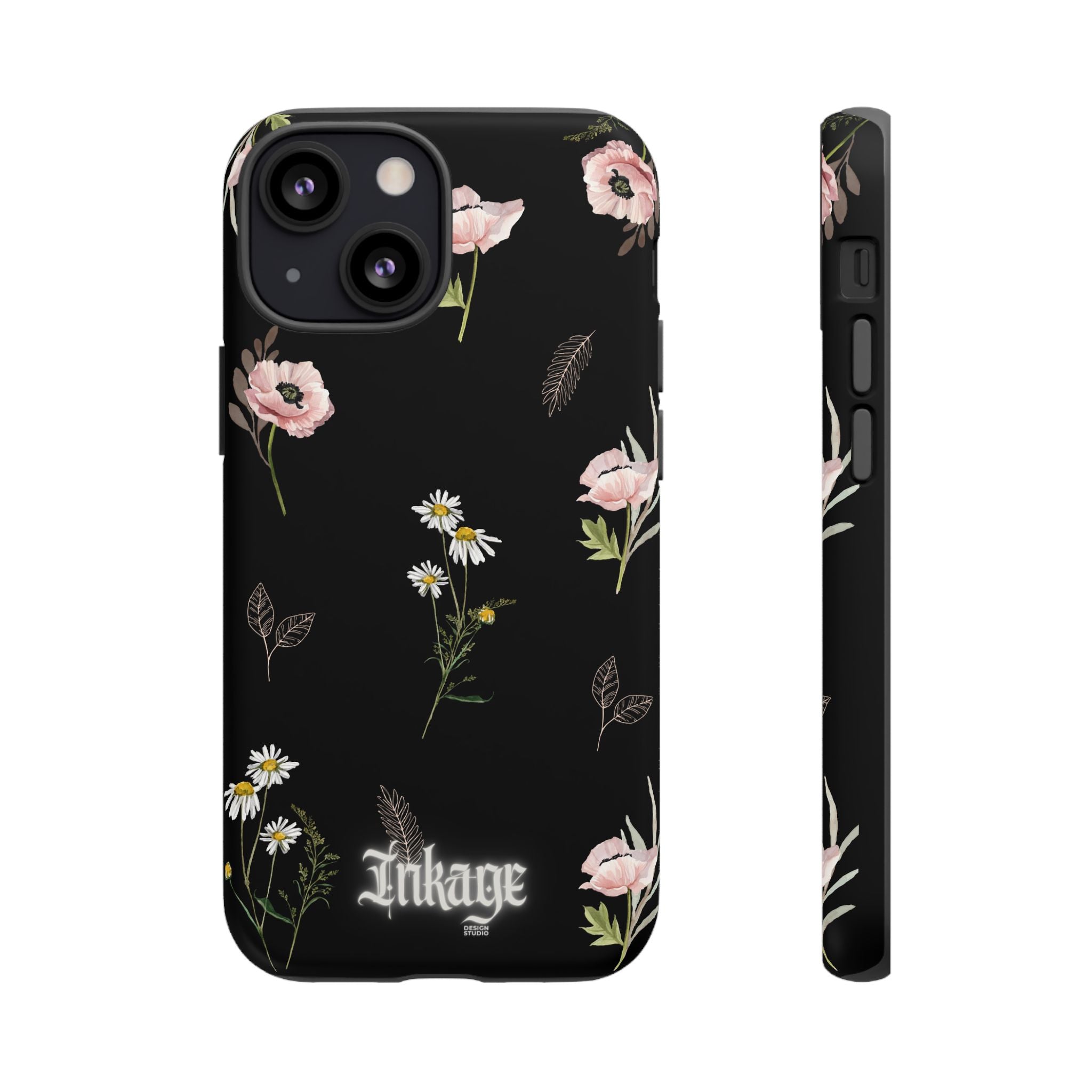 Elegant Black Floral Tough Phone Cases (Minimal)
