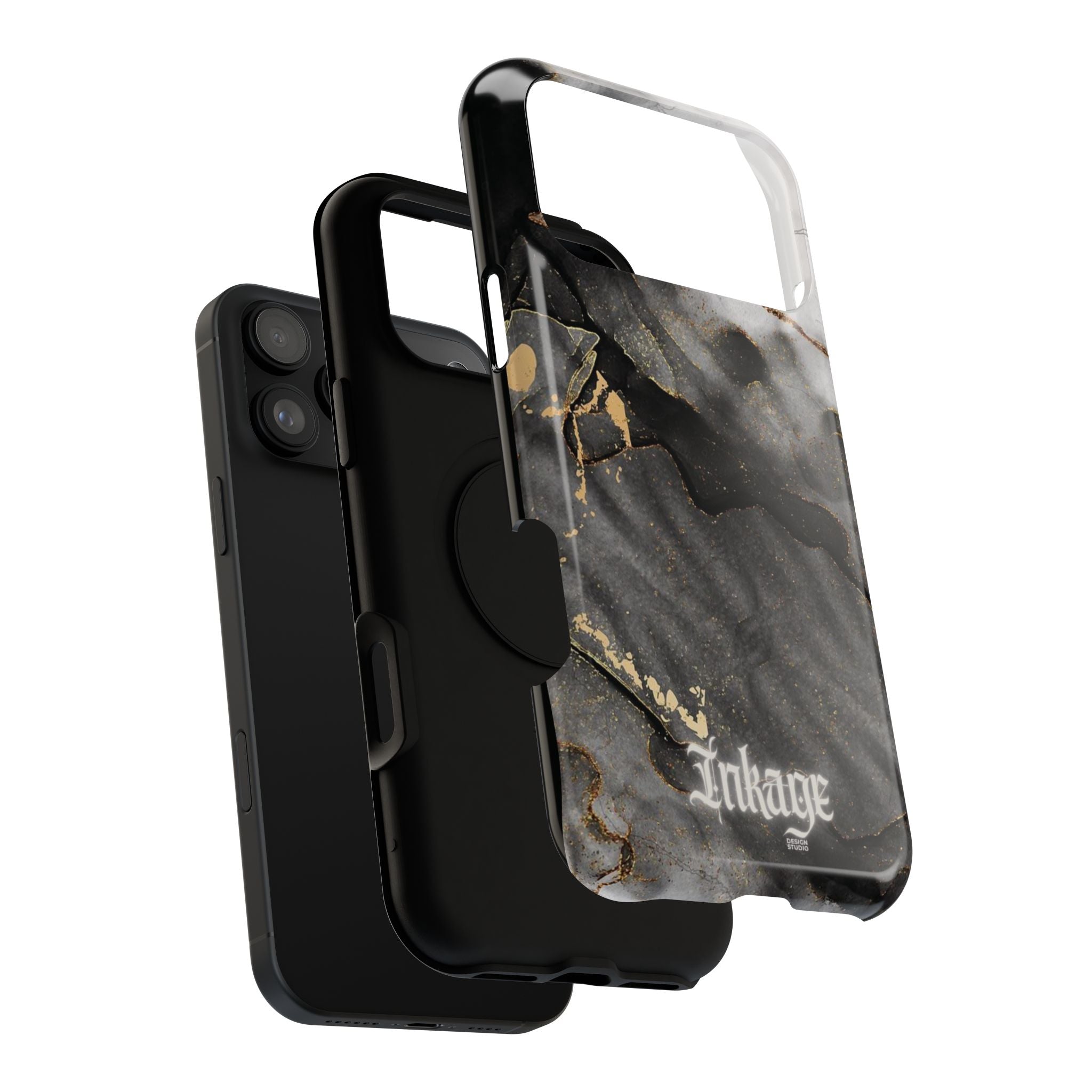 White Noir Marble Gold Foil Magnetic Phone Cases (Minimal)