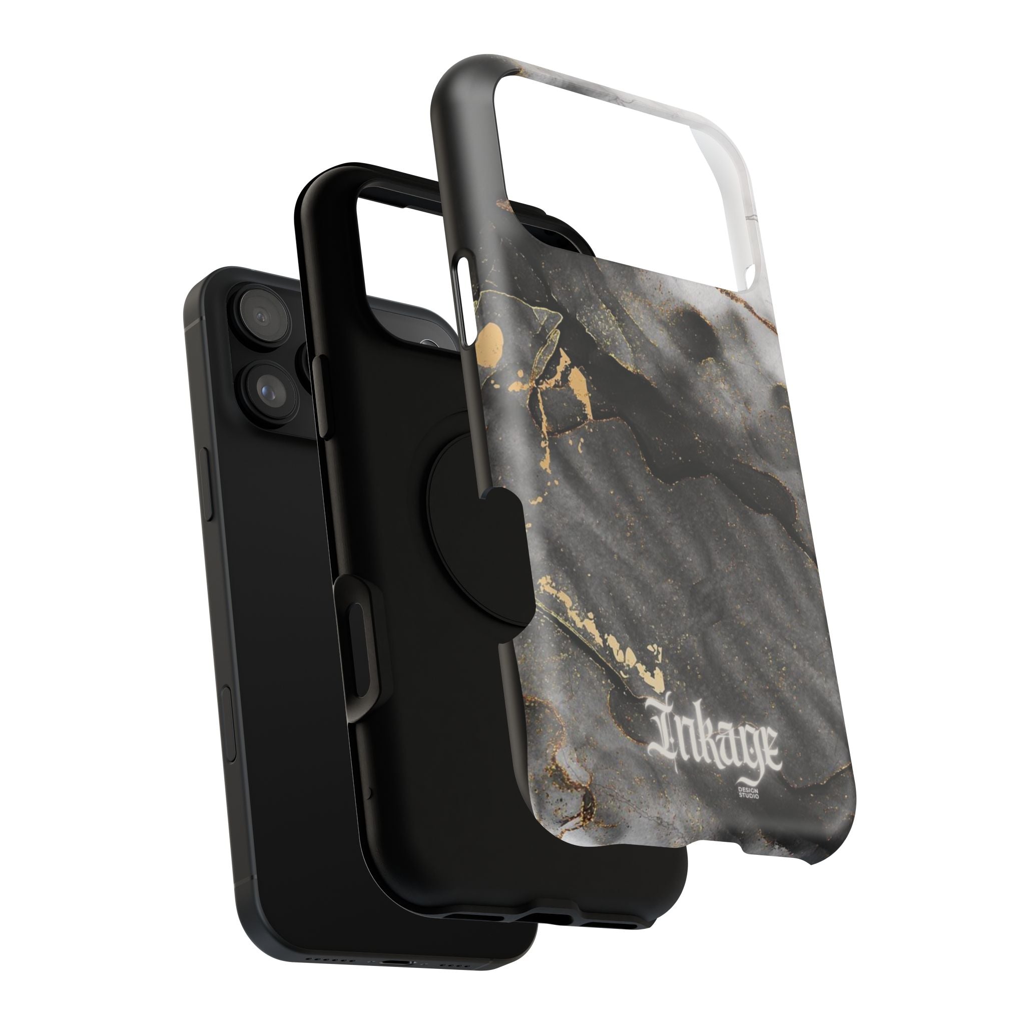 White Noir Marble Gold Foil Magnetic Phone Cases (Minimal)