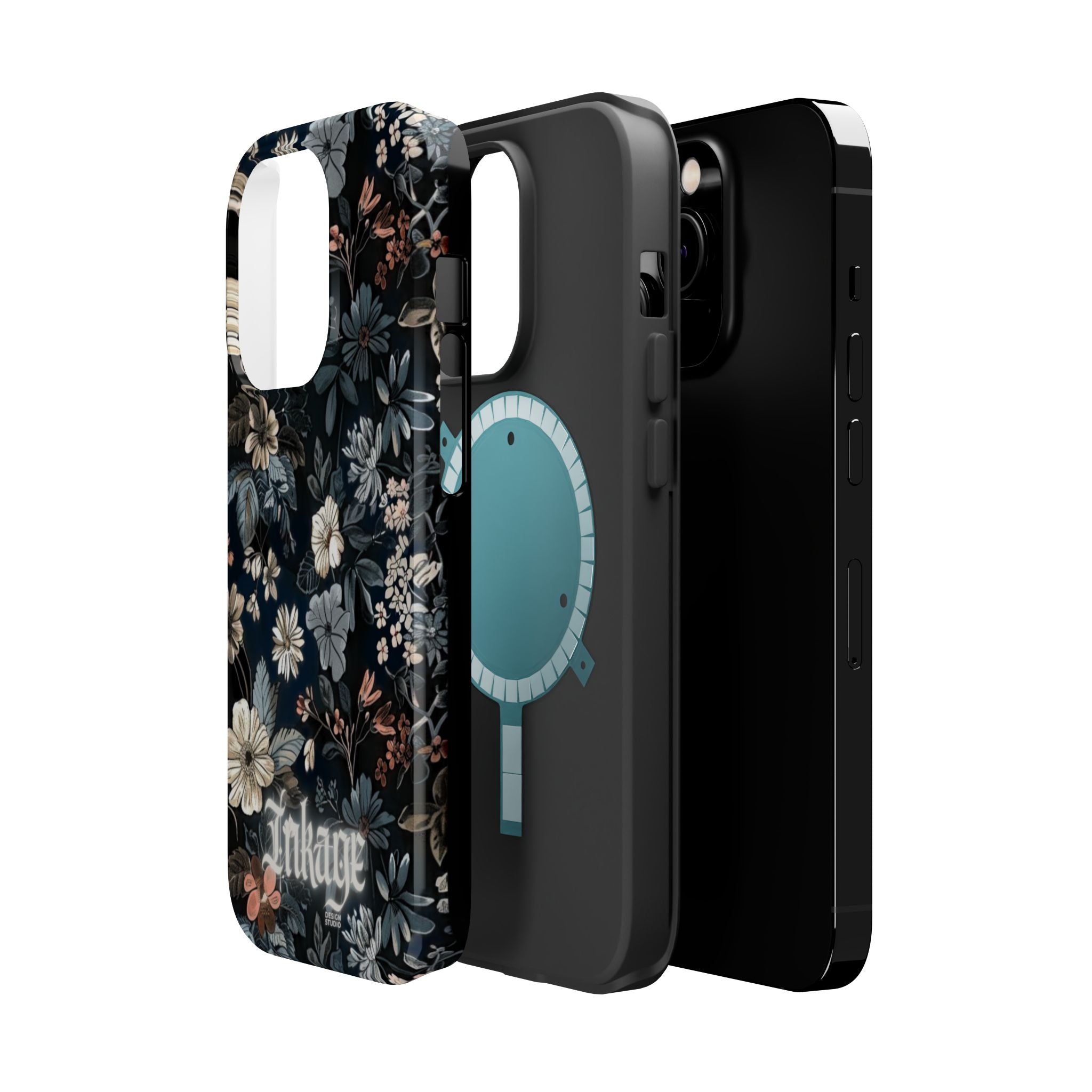 Black Florals Magnetic Phone Cases (Minimal)