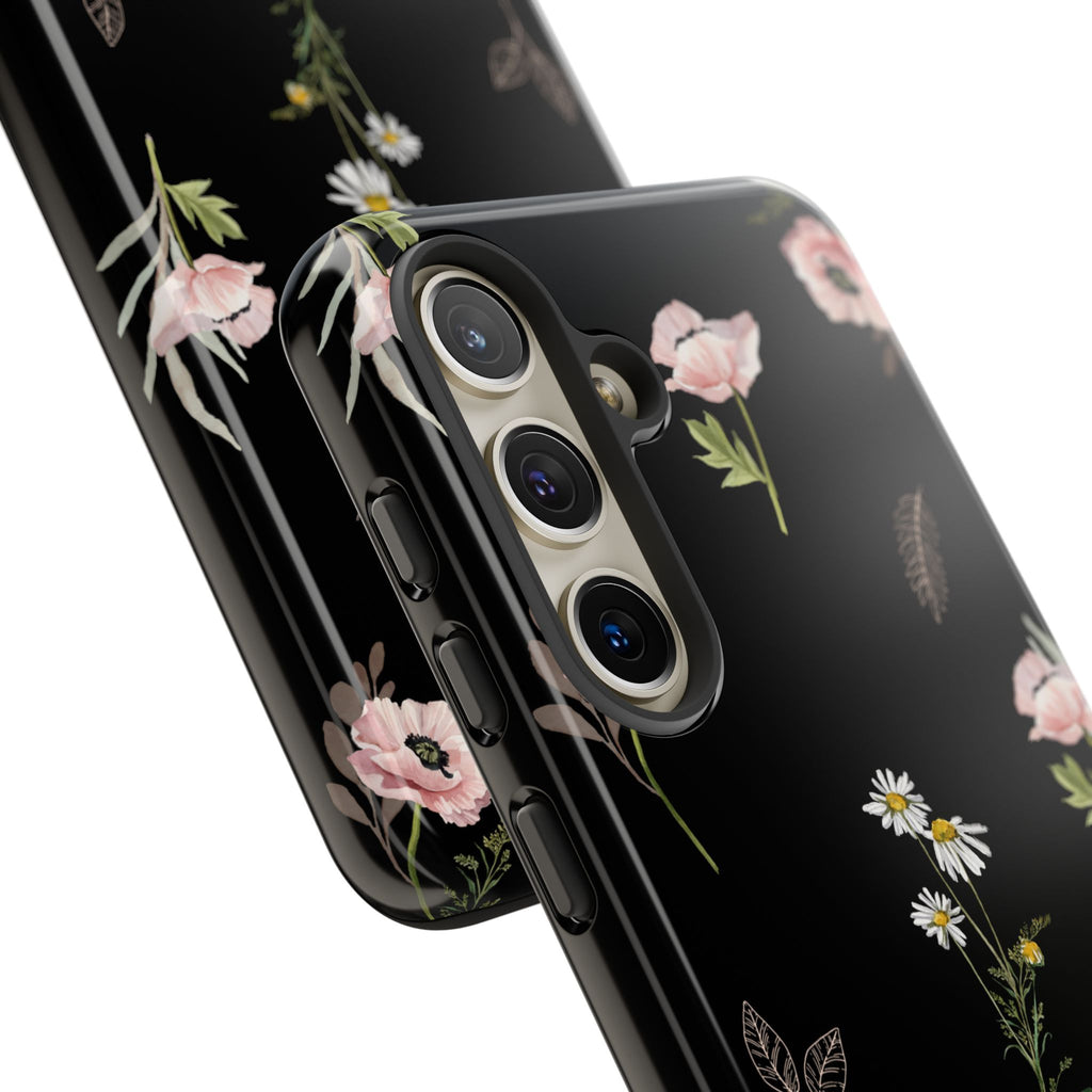 Elegant Black Floral Tough Phone Cases (Minimal)