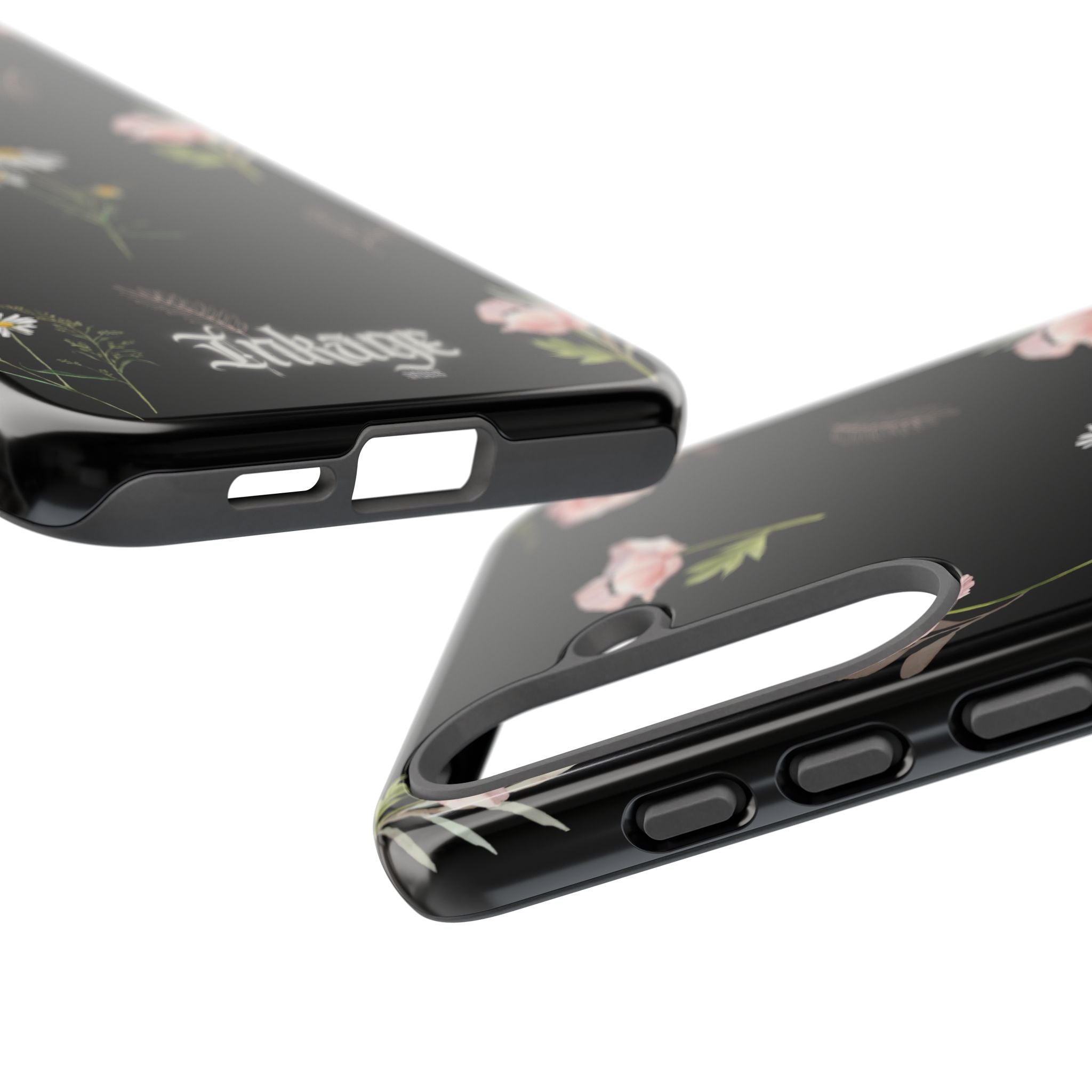 Elegant Black Floral Tough Phone Cases (Minimal)