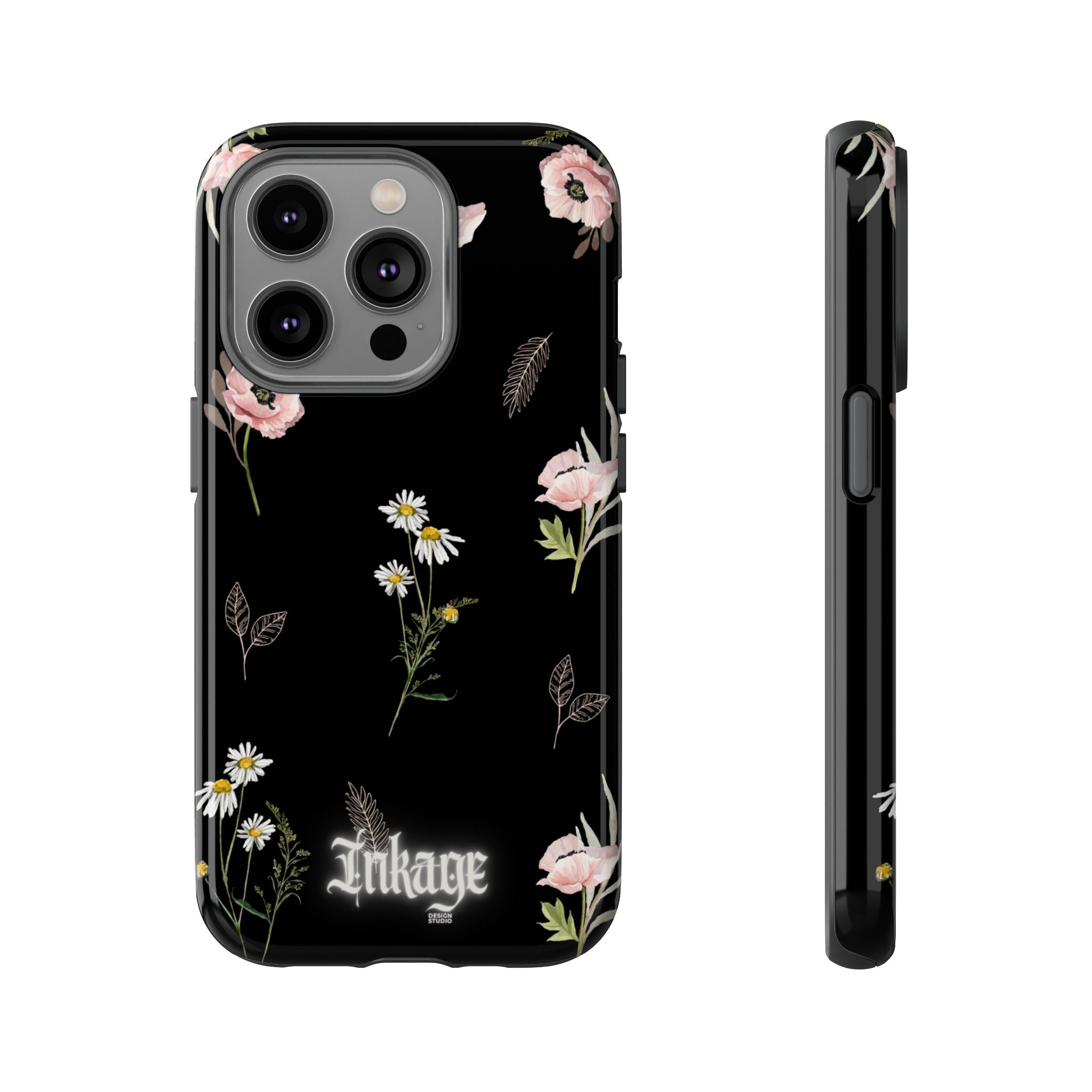 Elegant Black Floral Tough Phone Cases (Minimal)