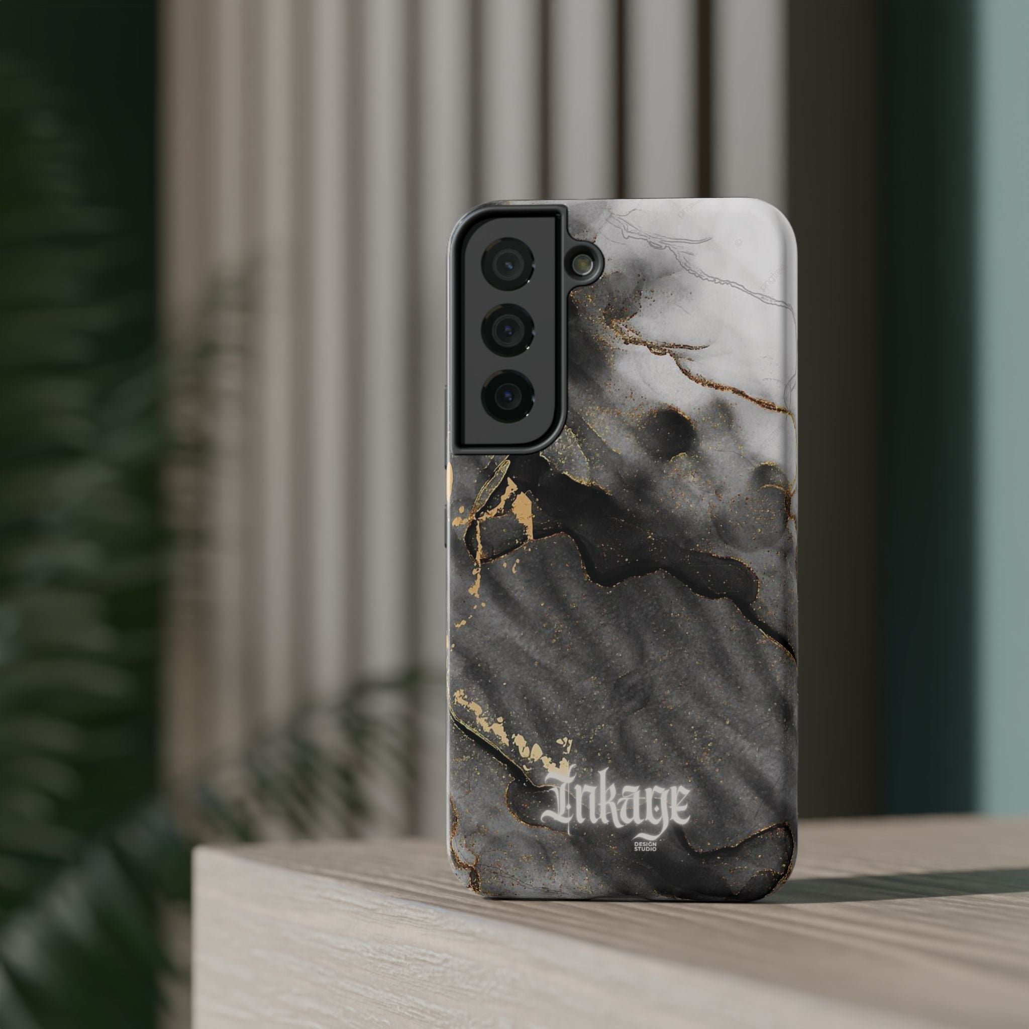 White Noir Marble Gold Foil Magnetic Phone Cases (Minimal)