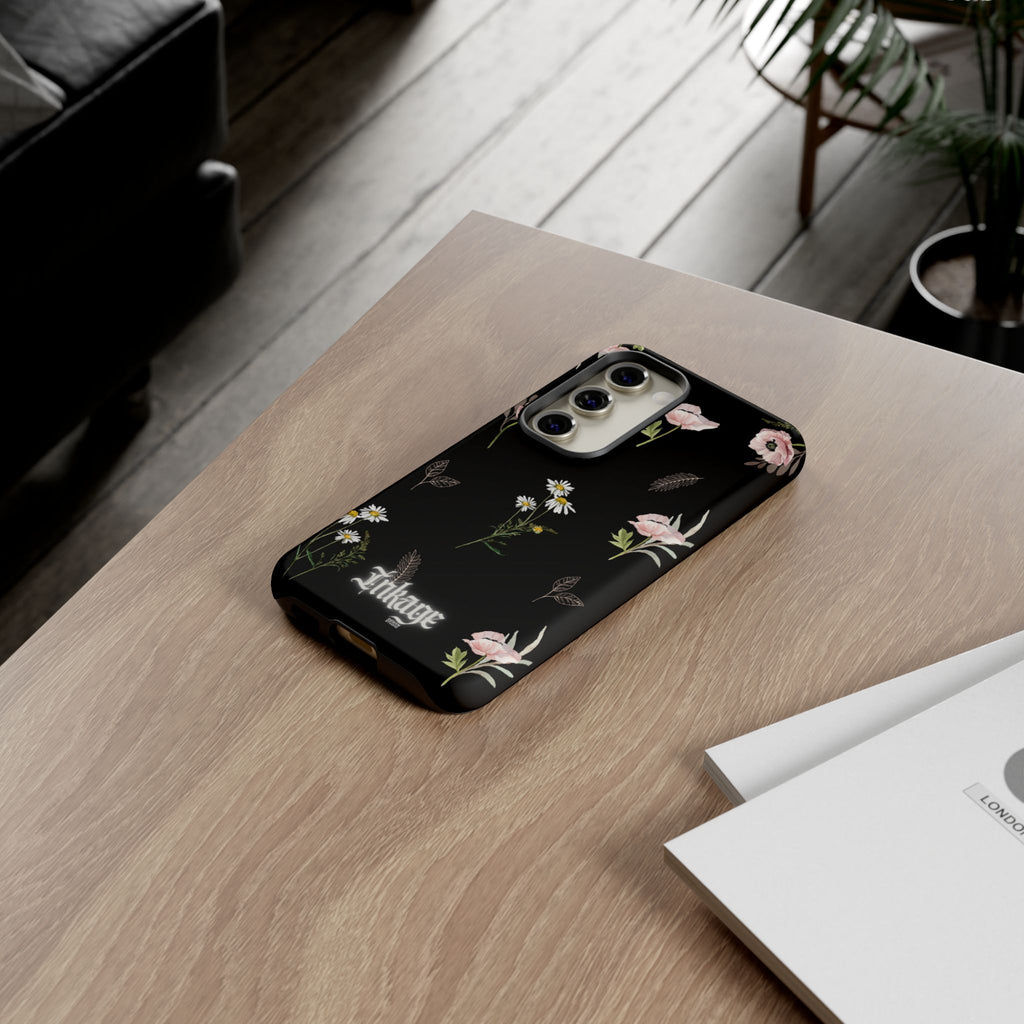 Elegant Black Floral Tough Phone Cases (Minimal)