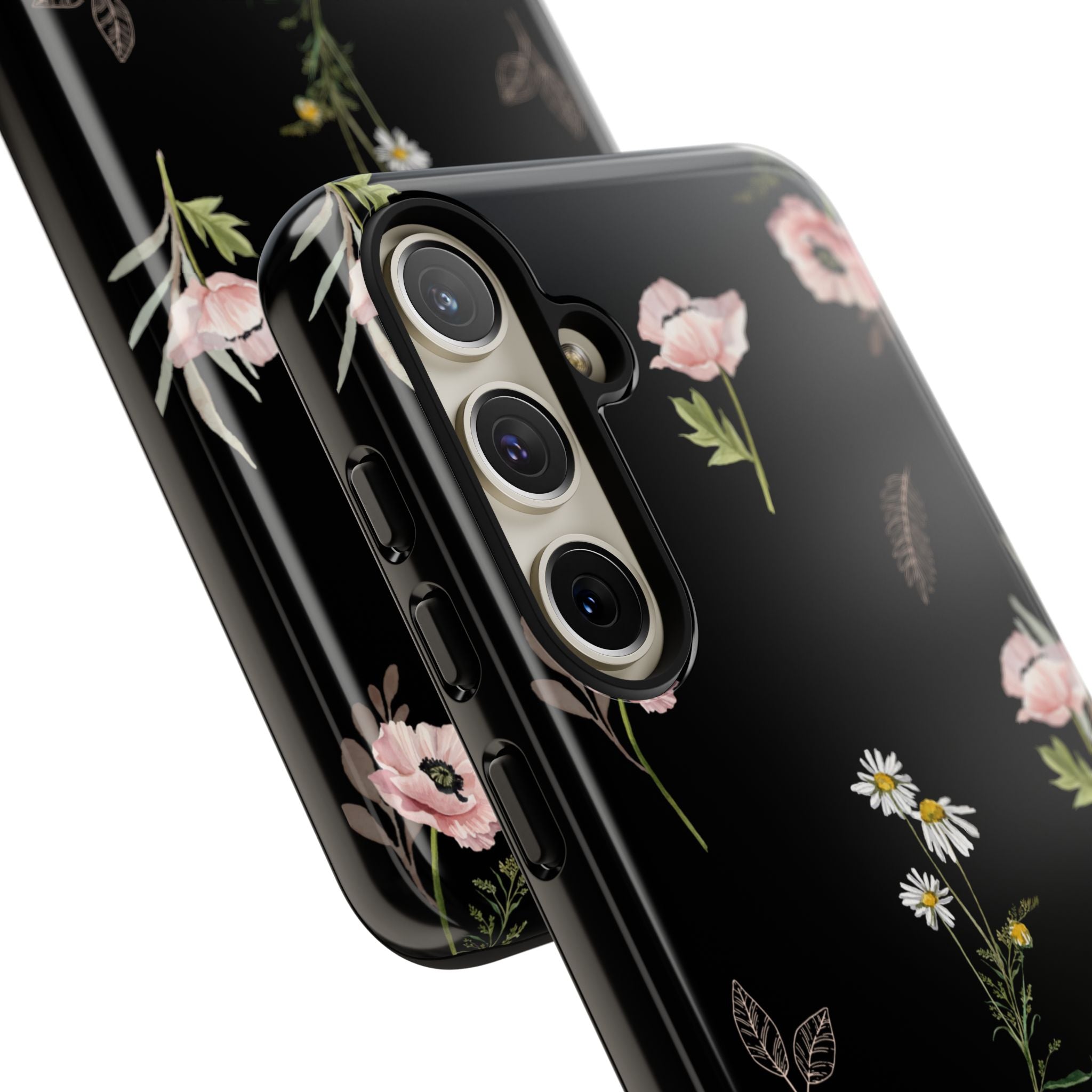 Elegant Black Floral Tough Phone Cases (Minimal)