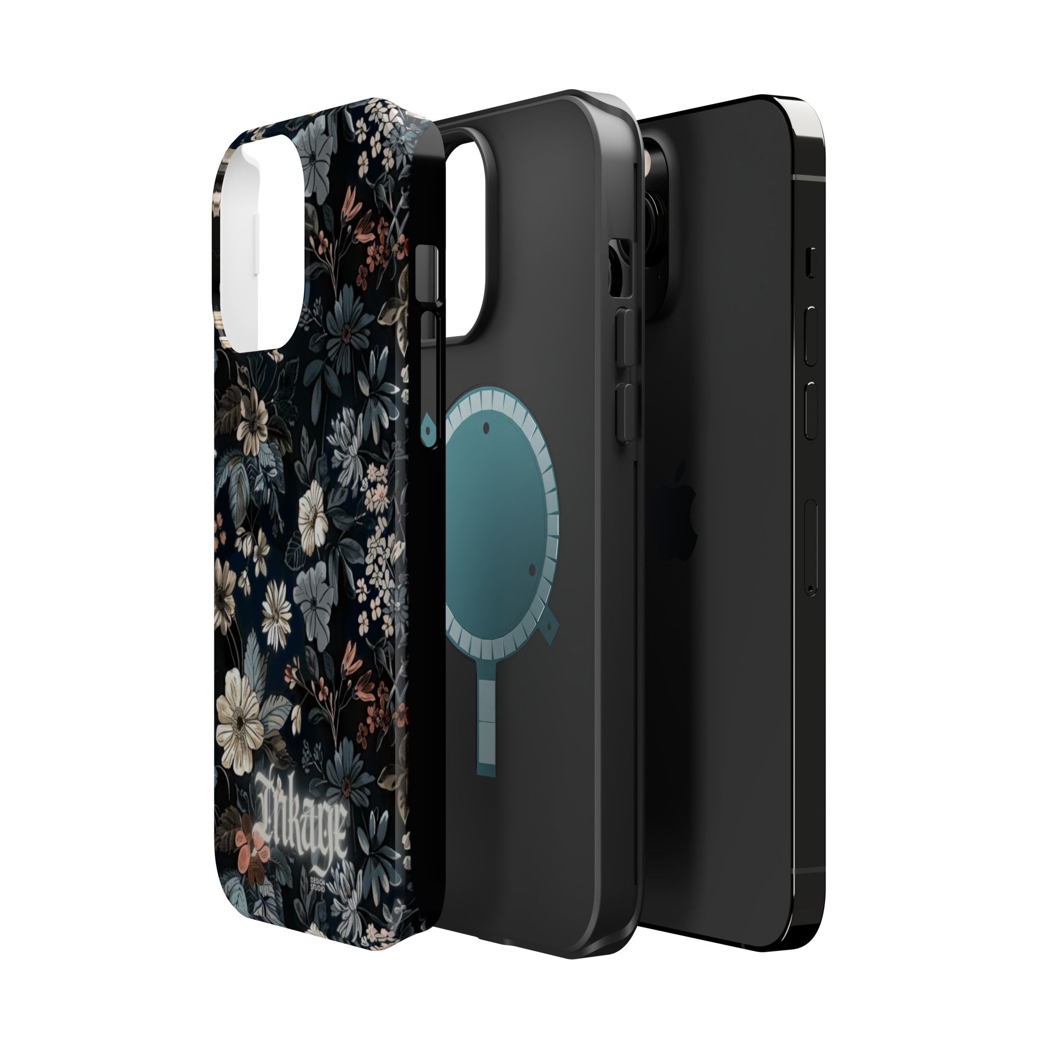 Black Florals Magnetic Phone Cases (Minimal)