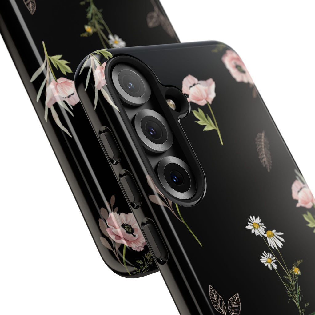 Elegant Black Floral Tough Phone Cases (Minimal)
