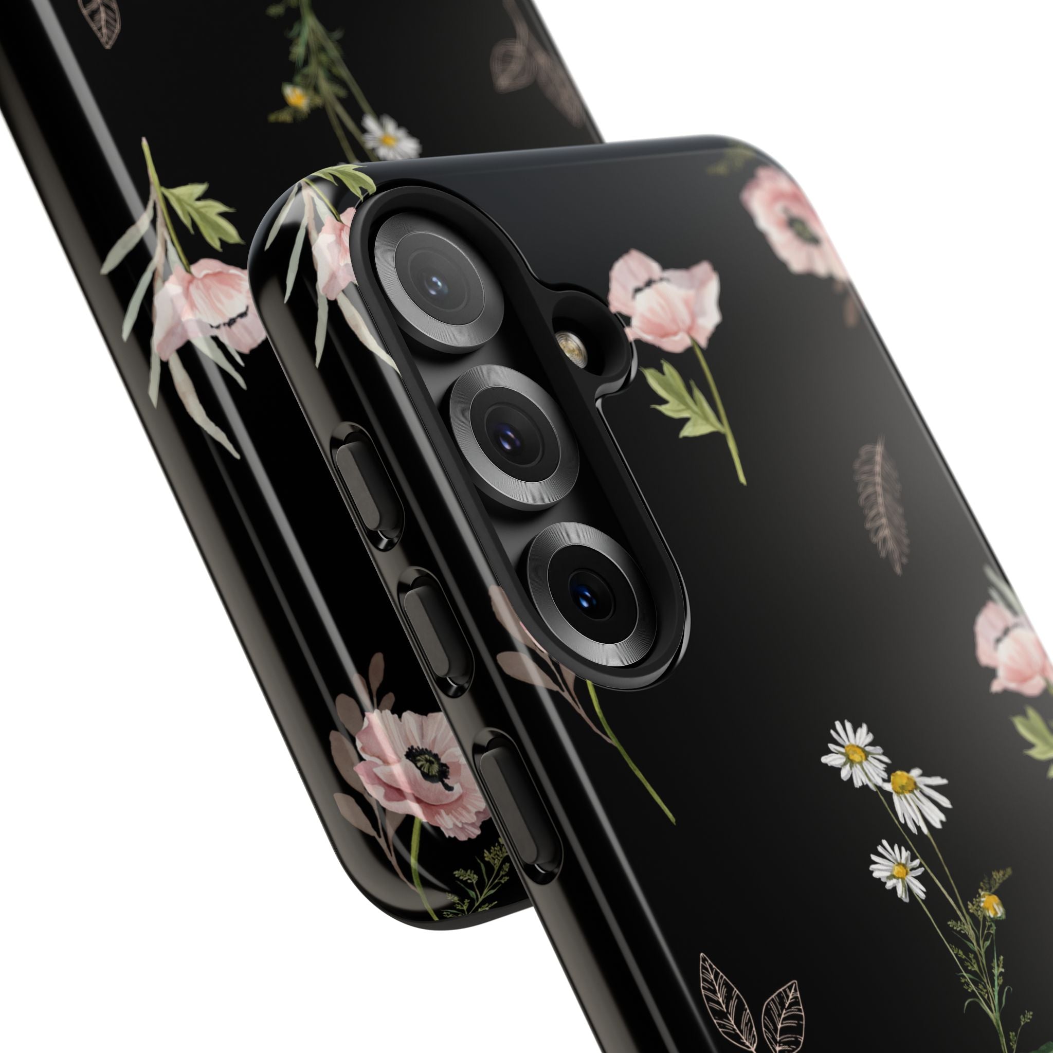 Elegant Black Floral Tough Phone Cases (Minimal)