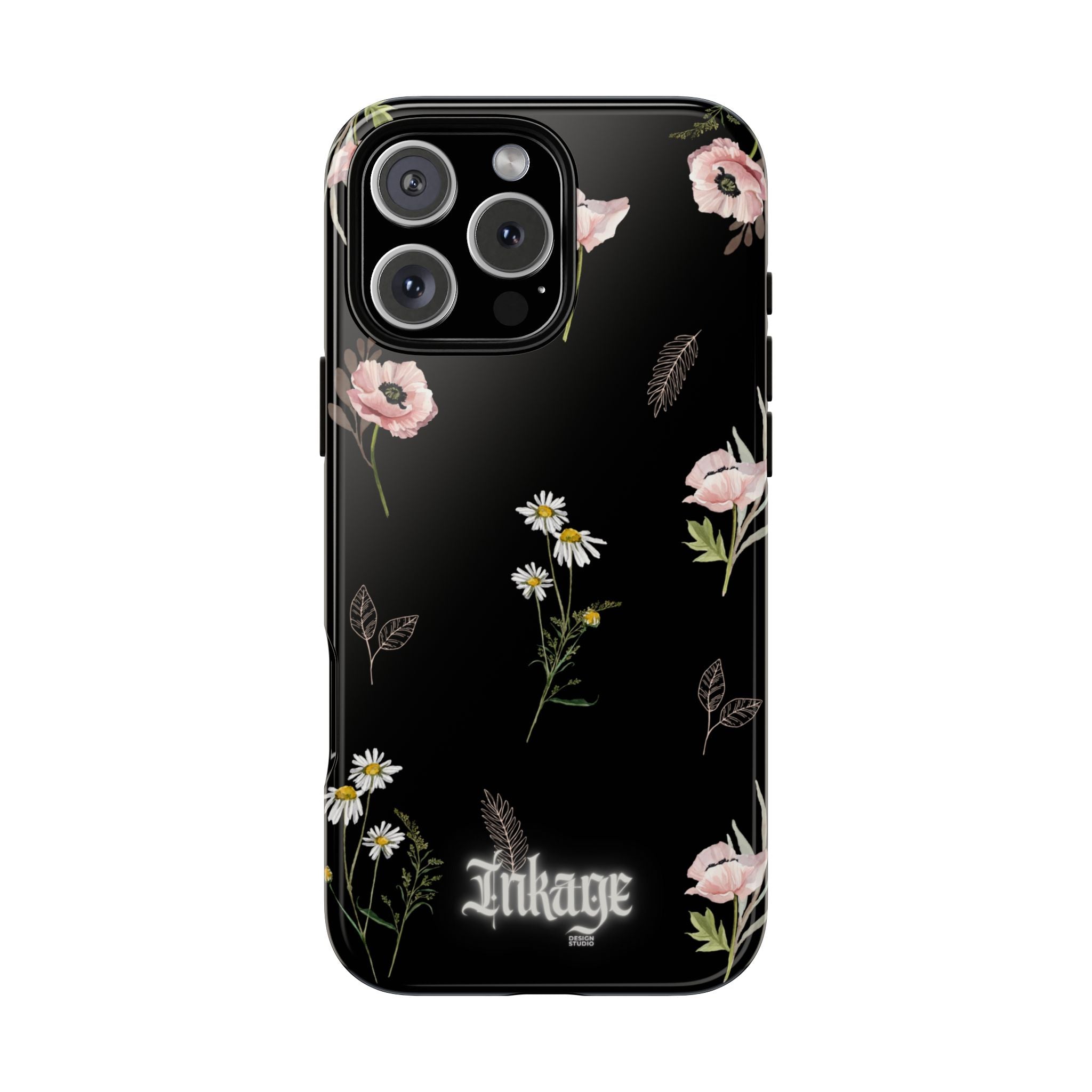 Elegant Black Floral Tough Phone Cases (Minimal)