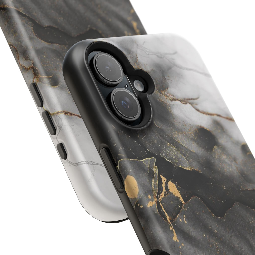 White Noir Marble Gold Foil Magnetic Phone Cases (Minimal)