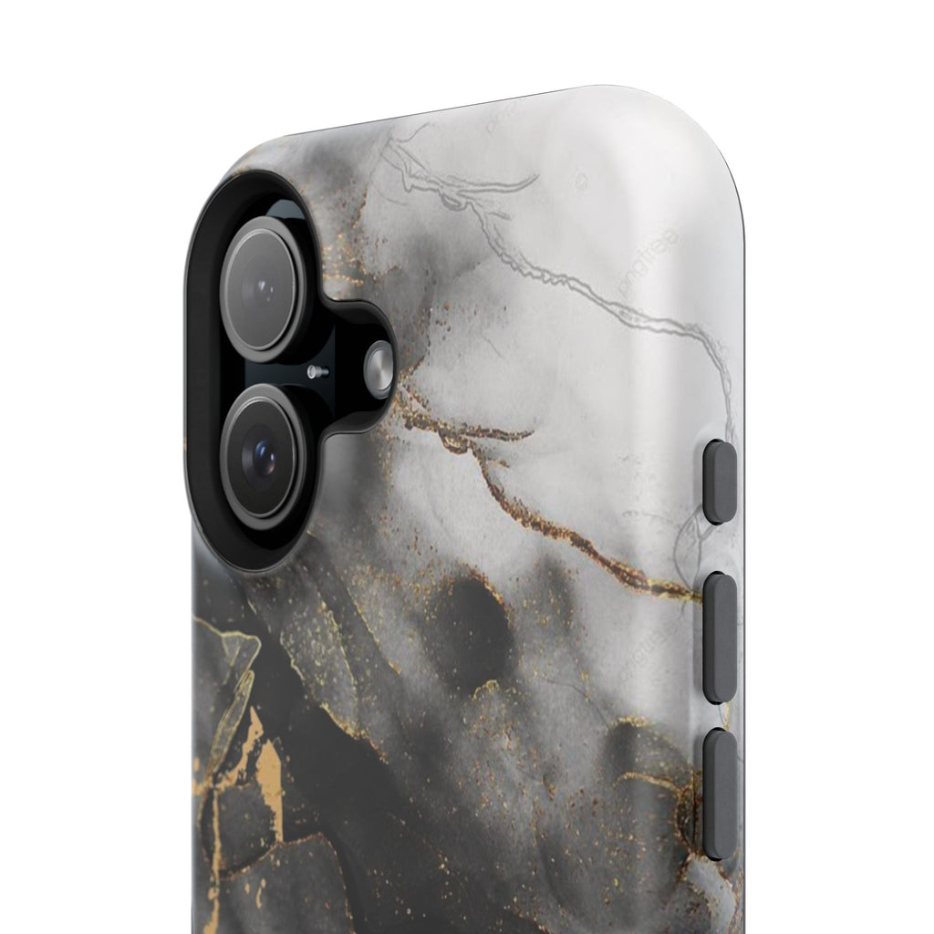 White Noir Marble Gold Foil Magnetic Phone Cases (Minimal)