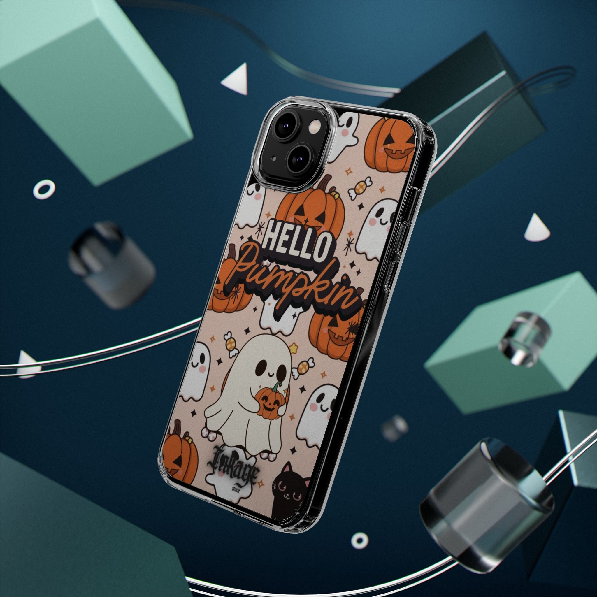 Cute Pumpkin Ghost Clear Impact Phone Case (Season)
