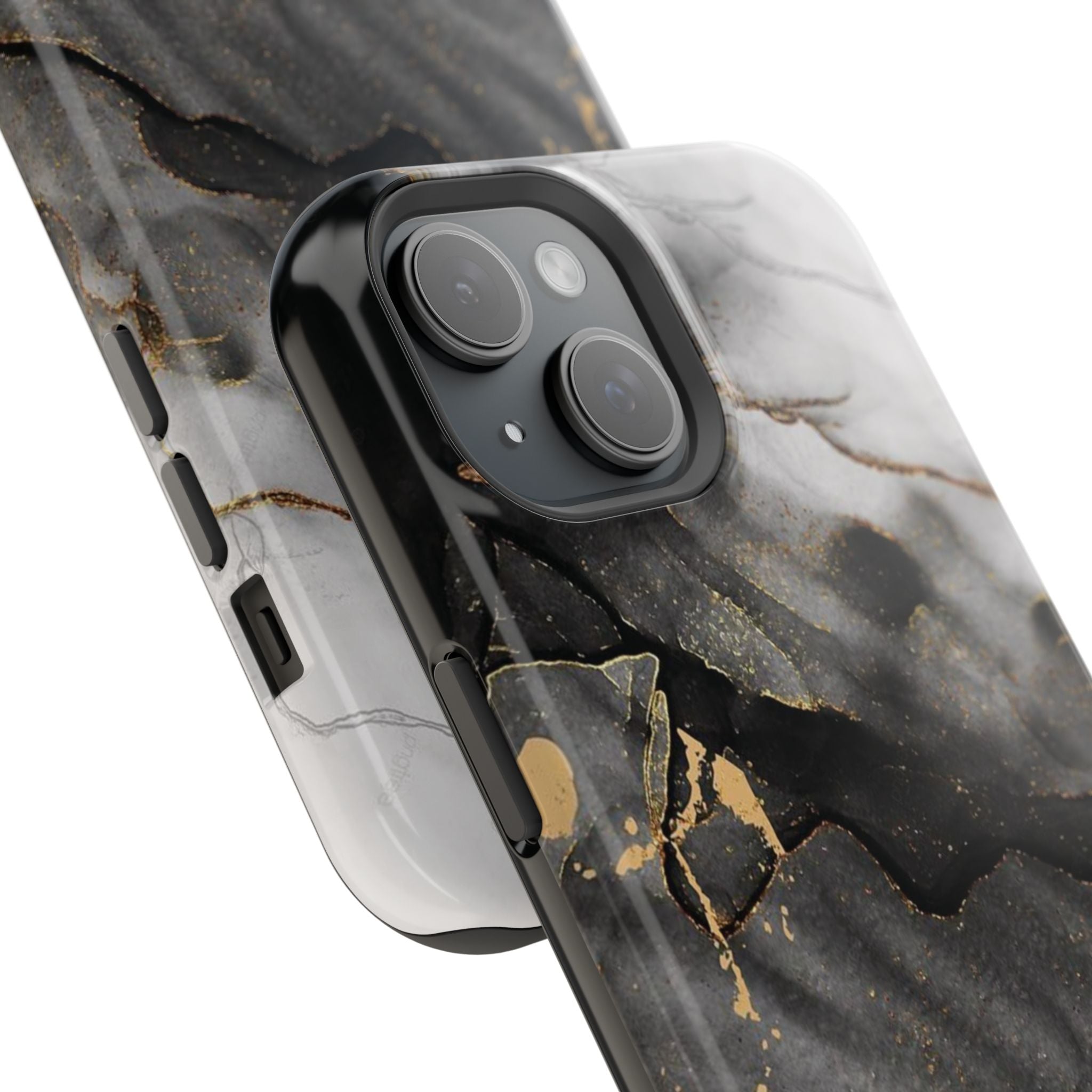 White Noir Marble Gold Foil Magnetic Phone Cases (Minimal)