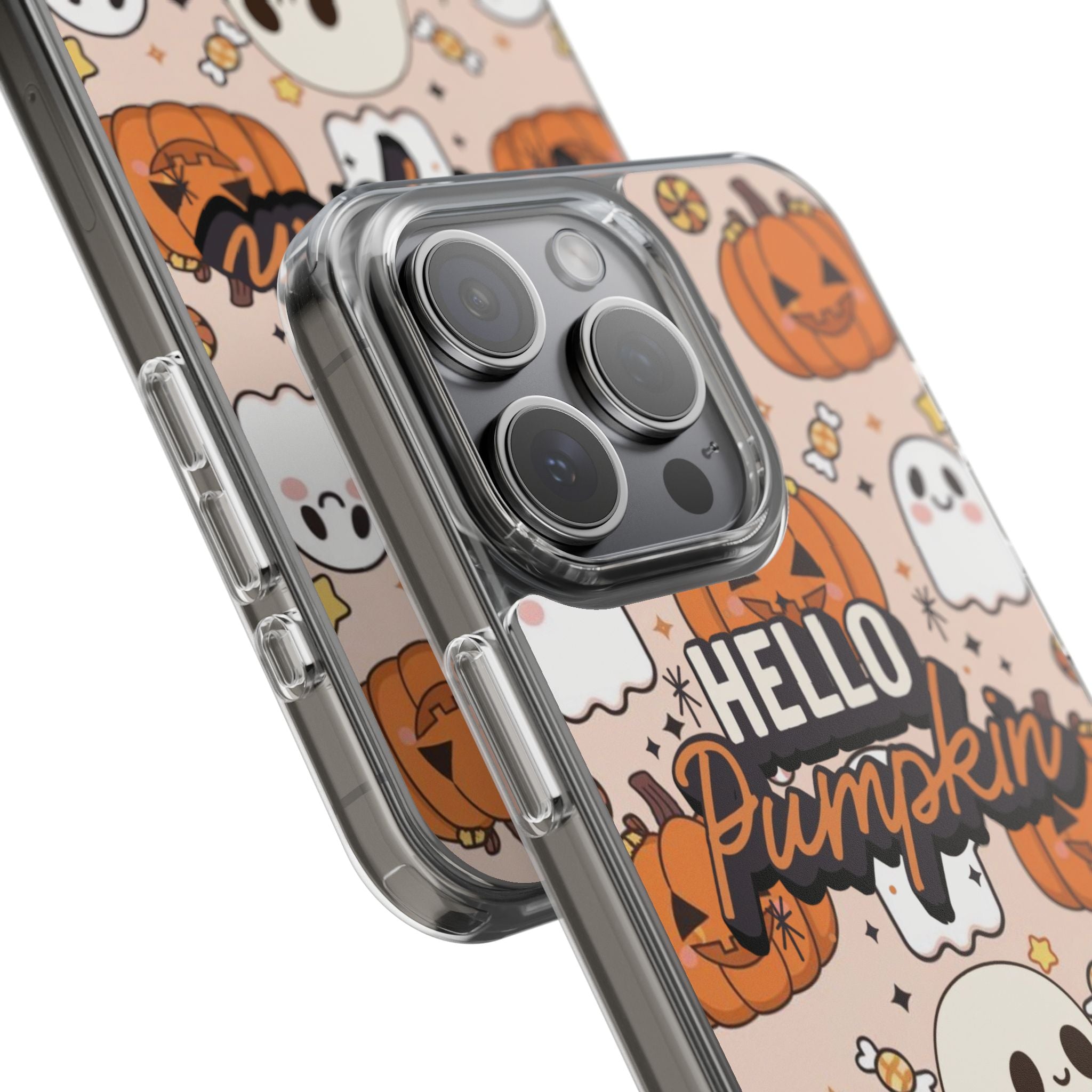 Cute Pumpkin Ghost Clear Impact Phone Case (Season)