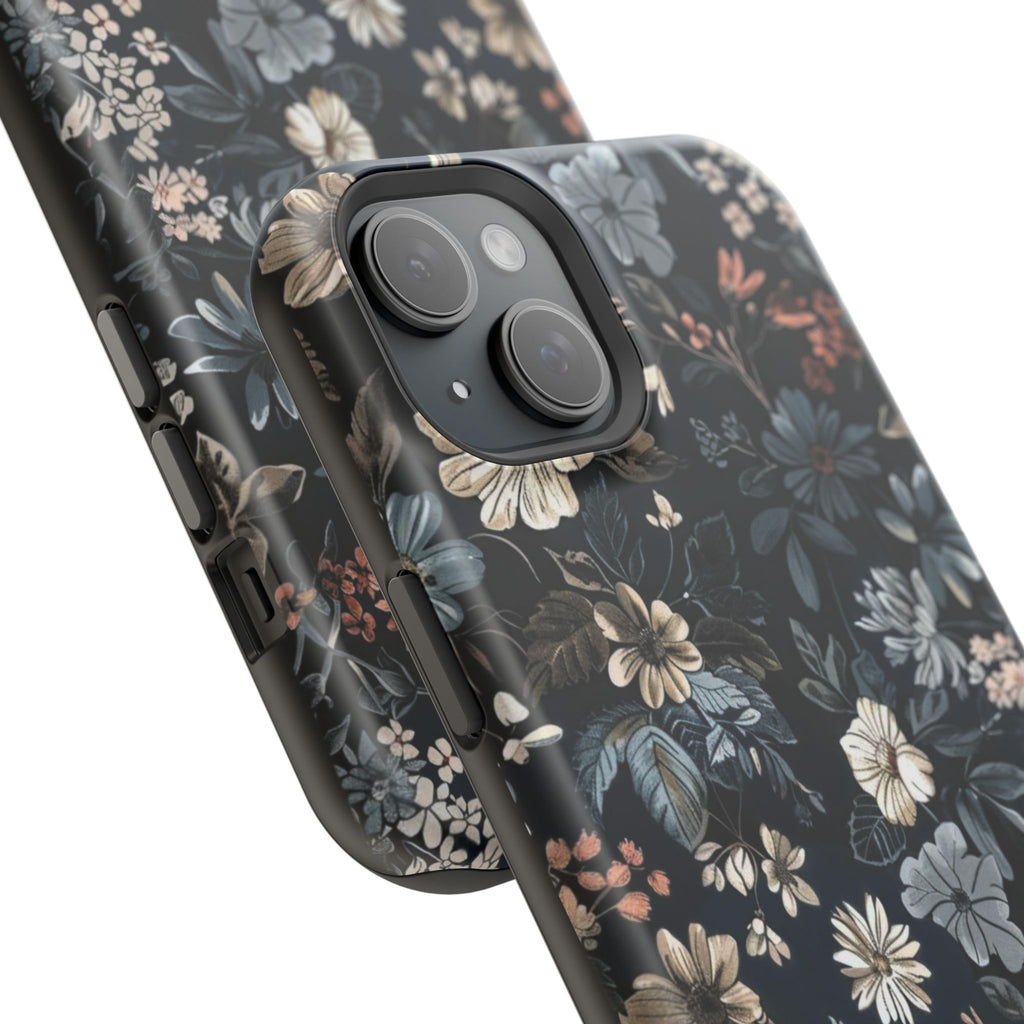 Black Florals Magnetic Phone Cases (Minimal)