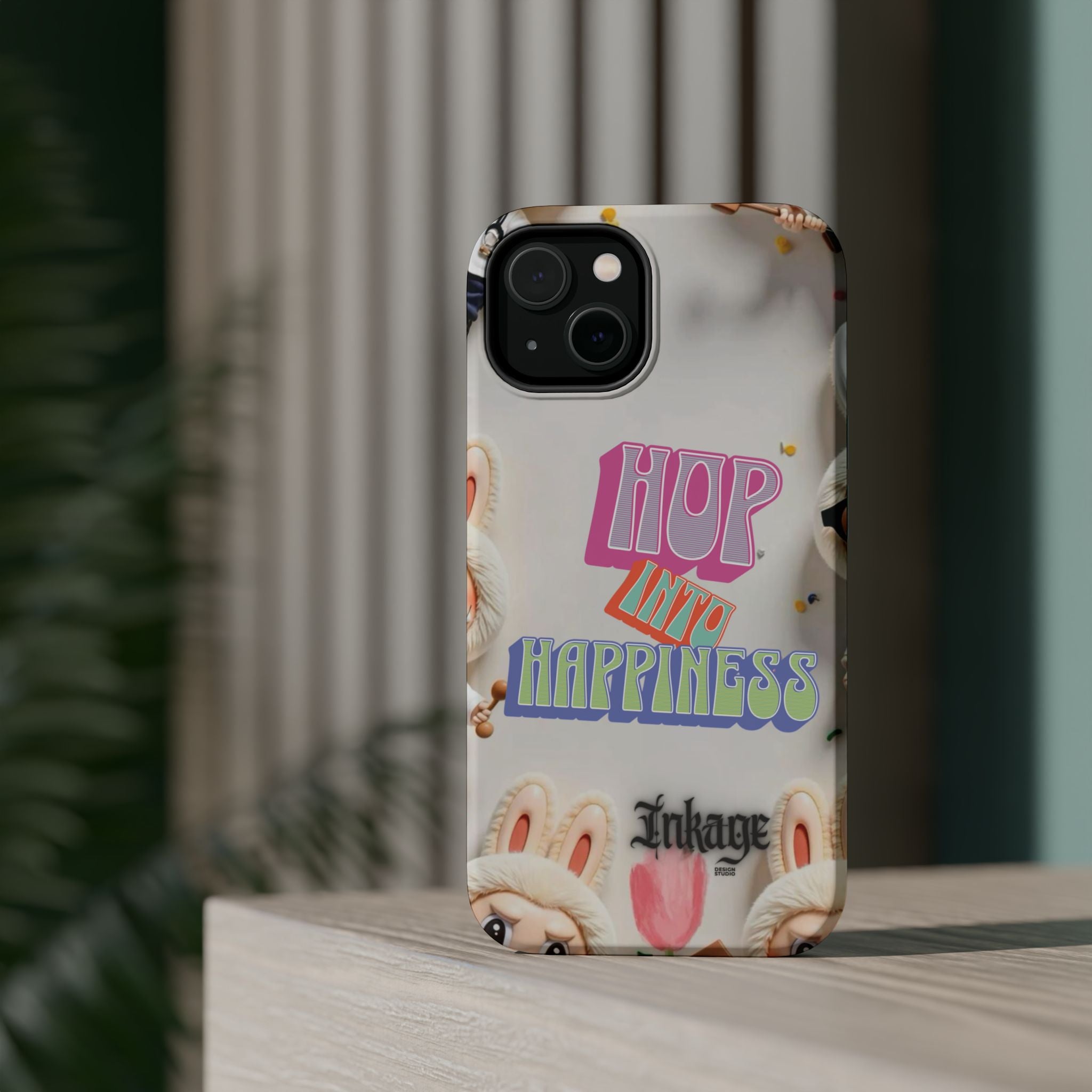 "Hop Into Happiness" Quote Magnetic Phone Case (Animation)