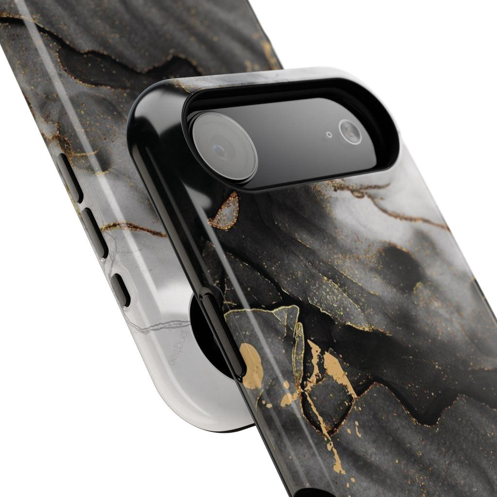 White Noir Marble Gold Foil Magnetic Phone Cases (Minimal)