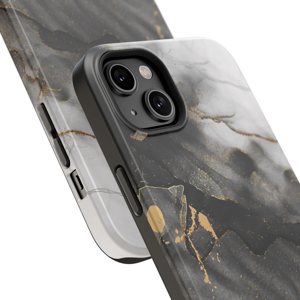 White Noir Marble Gold Foil Magnetic Phone Cases (Minimal)