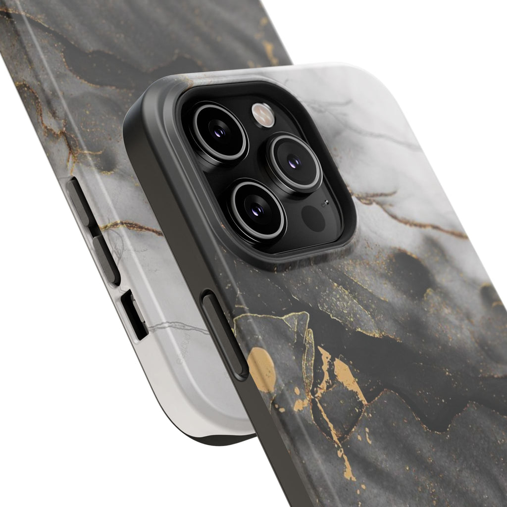 White Noir Marble Gold Foil Magnetic Phone Cases (Minimal)